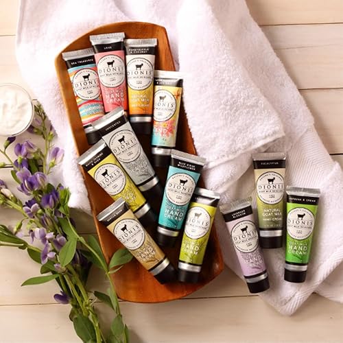 Dionis goat Milk Skincare - 5 Pack of 1 oz Hand creams (creamy coconut  Oats, Peppermint Twist, Sea Treasures, Sugarberry, Vanil