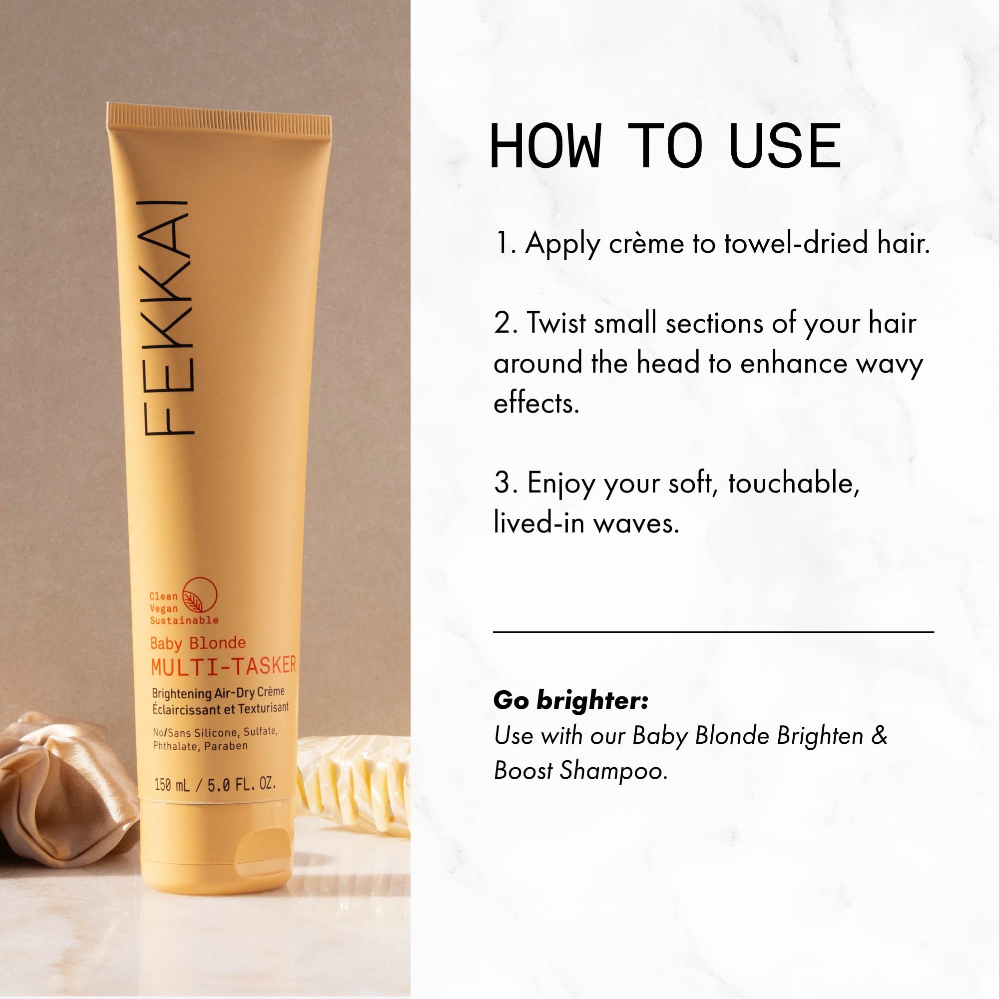 Fekkai Baby Blonde Multi-Tasker Brightening Air-Dry Creme - 5 oz - Brightens & Moisturizes Hair - Salon Grade, EWG Compliant, Ve