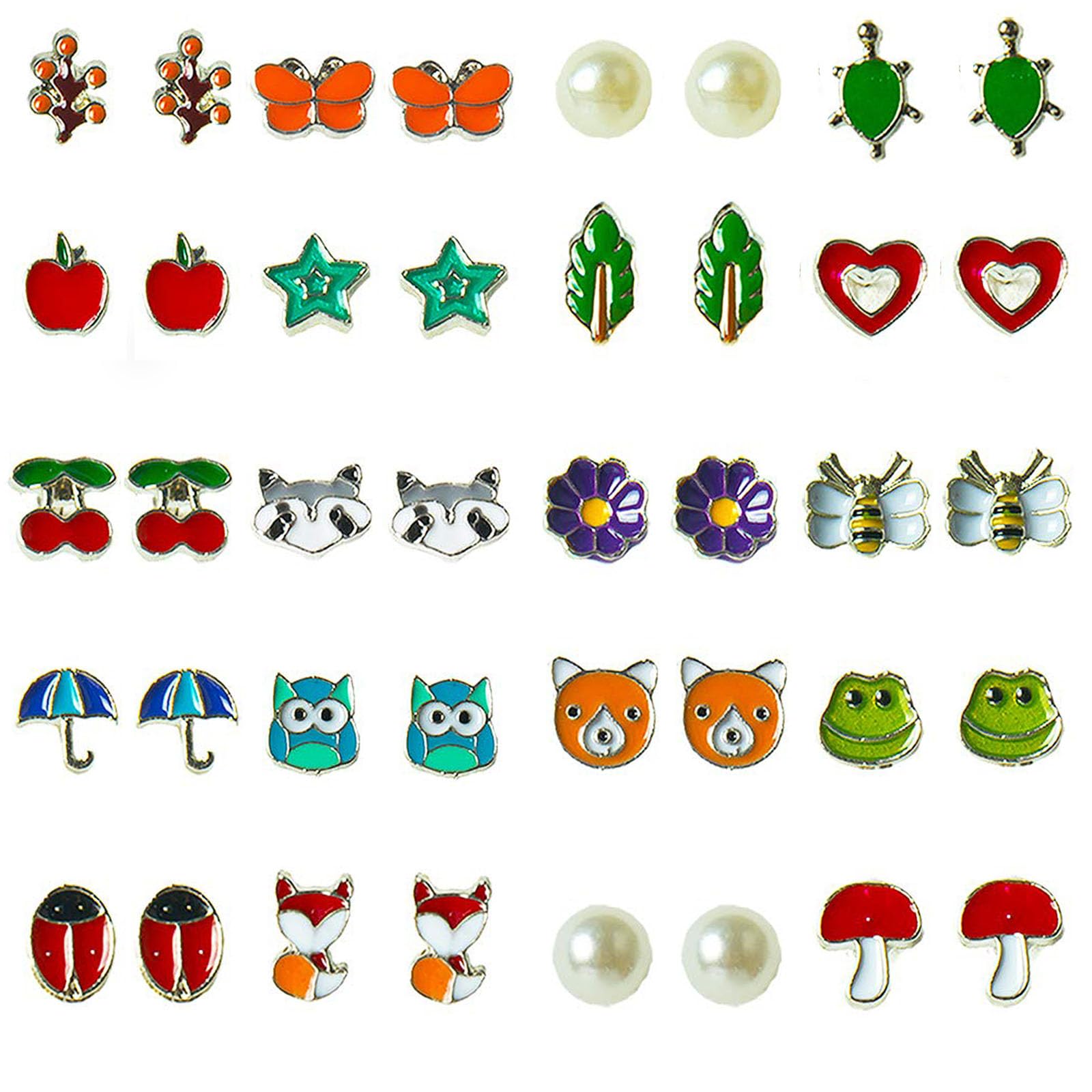 NEWITIN 40 Pieces Multicolor Jewelry Set for Women Fashion Costume Jewelry Multicolor Plated Earrings Studs Earrings Set for Wom