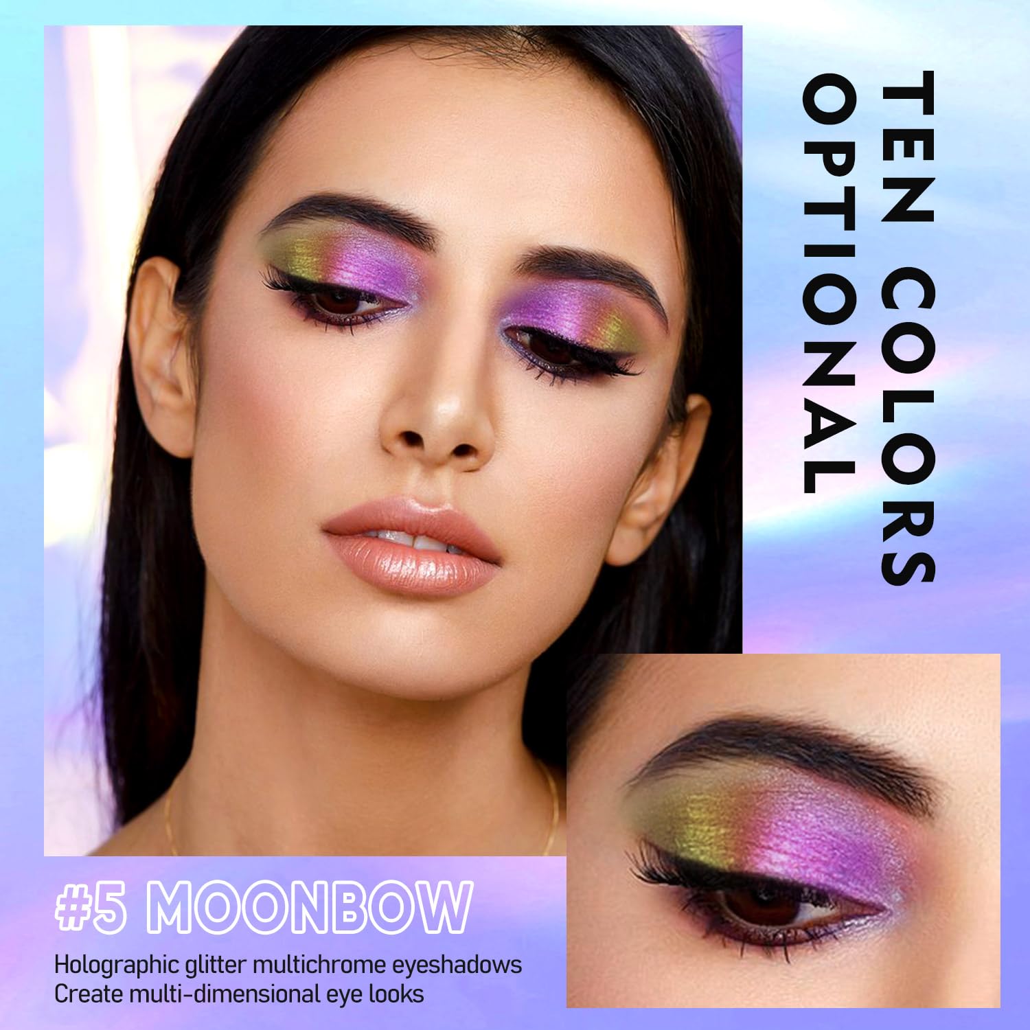 Maki Yika Glitter Eyeshadow Rose Pink Liquid Multichrome Eyeshadows Long Lasting, Metallic Chameleon Eye Shadow Smudgeproof Holo