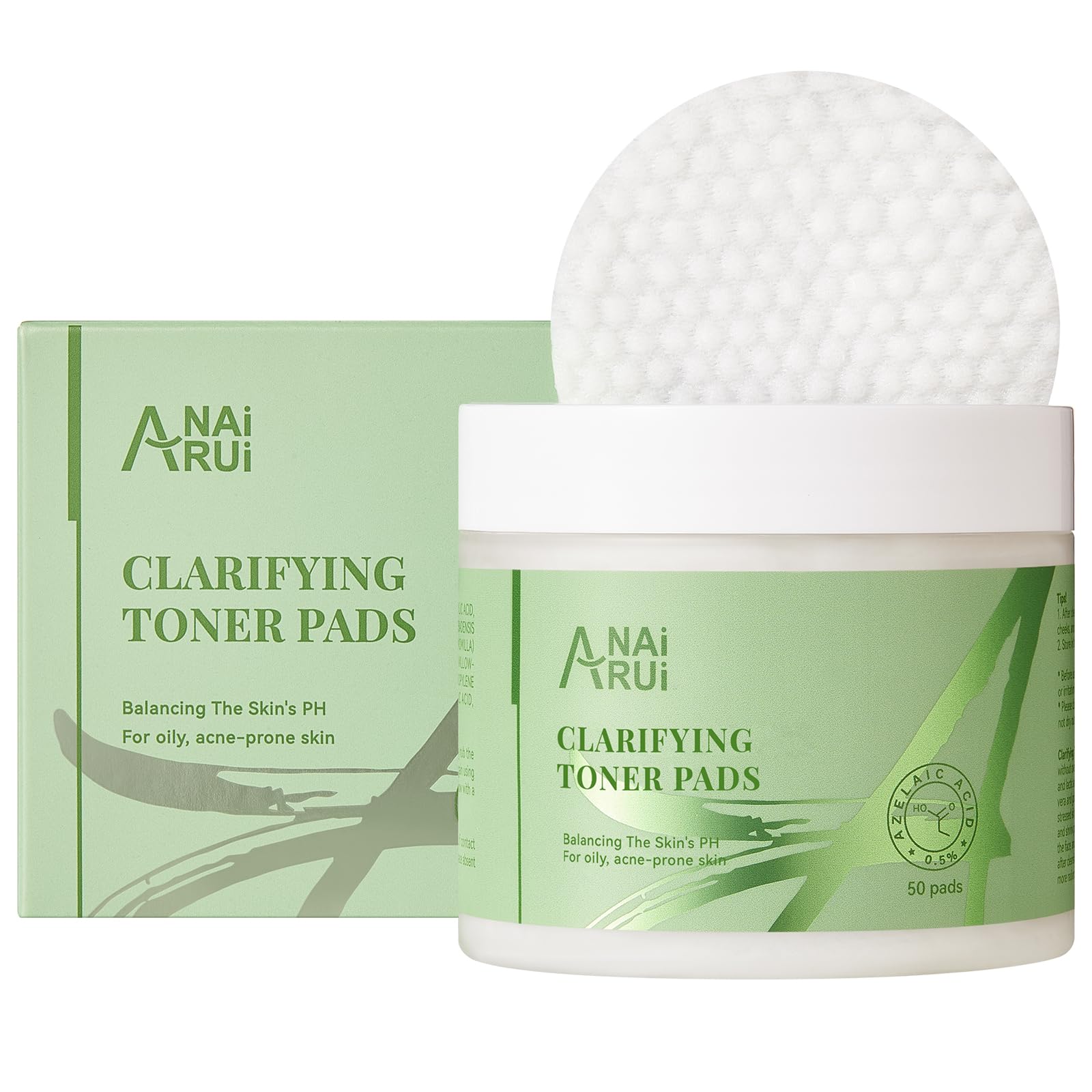 ANAI RUI Clarifying Toner Pads for FaceFacil Peel Pad, Face Exfoliating Pad, Balance Skin 's PH, 50 Pads