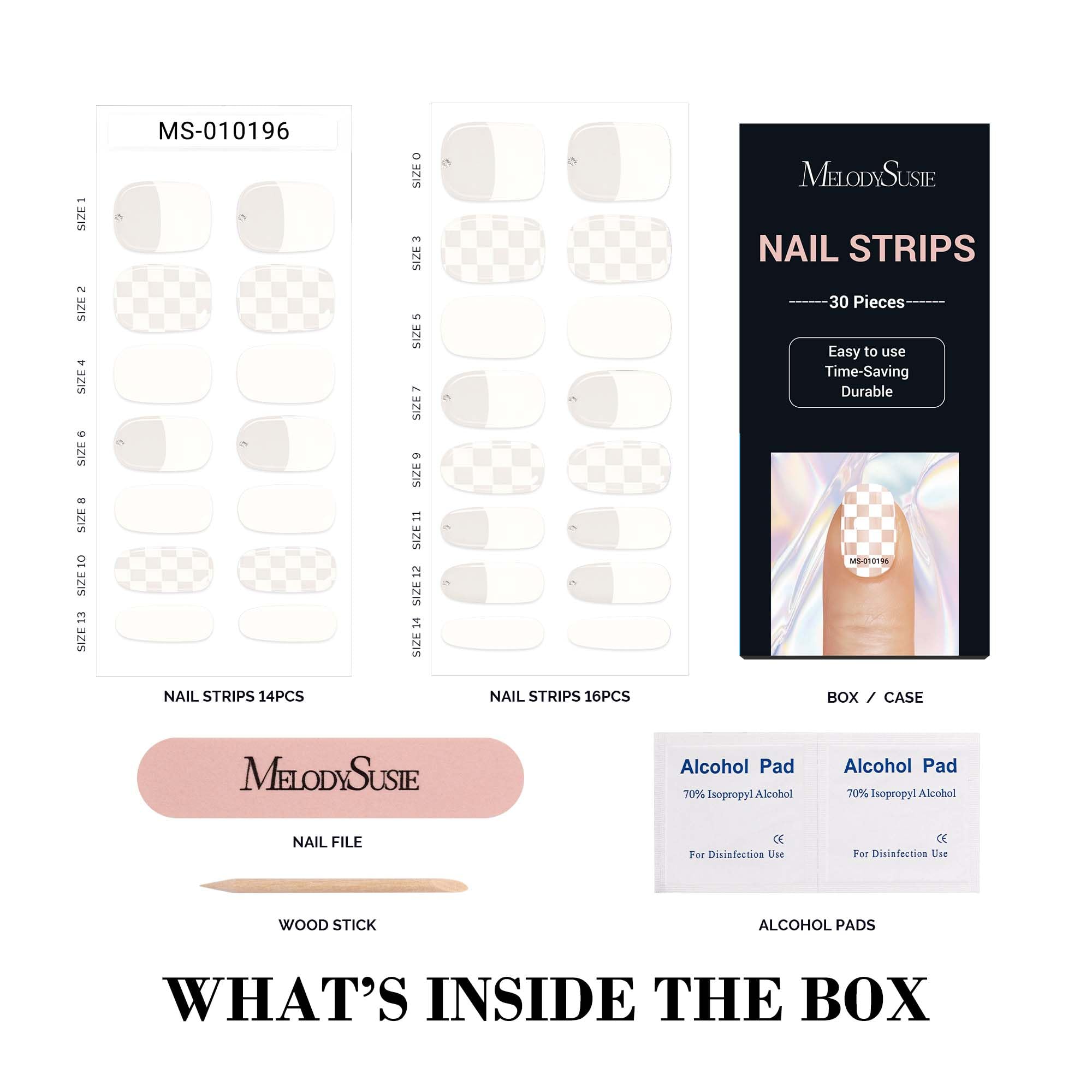 Melodysusie Semi Cured Gel Nail Strips (Designed French Tip)- Works With Nail Lamp, Salon-Quality, Long Lasting, Easy To Apply &
