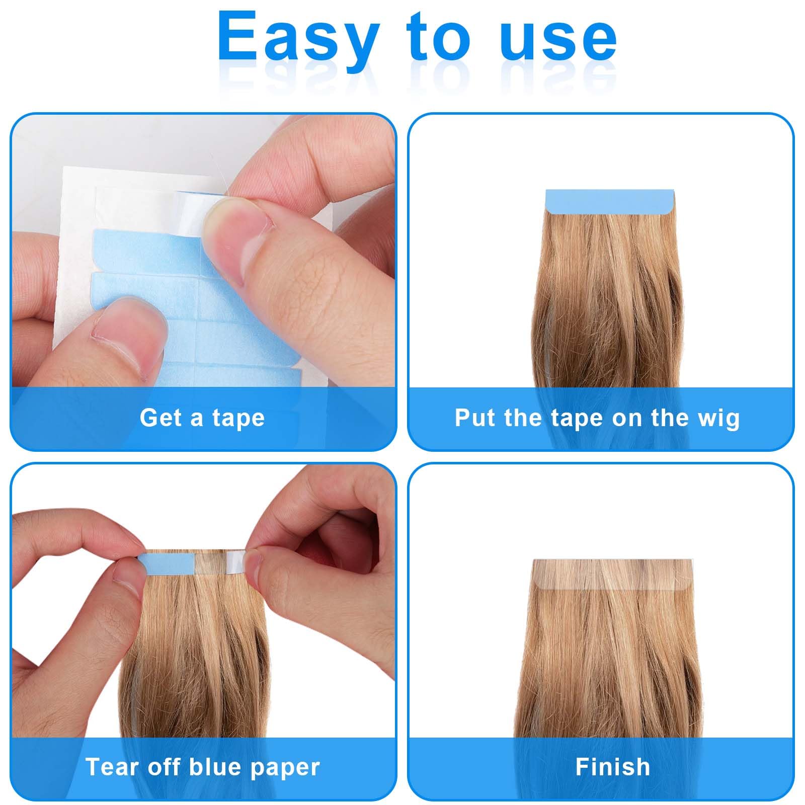 Nqeuepn 240Pcs/20 Sheets Hair Extension Tape, Hair Replacement Adhesive Tape Double Sided Hair Extension Tabs Tape In Tape Human