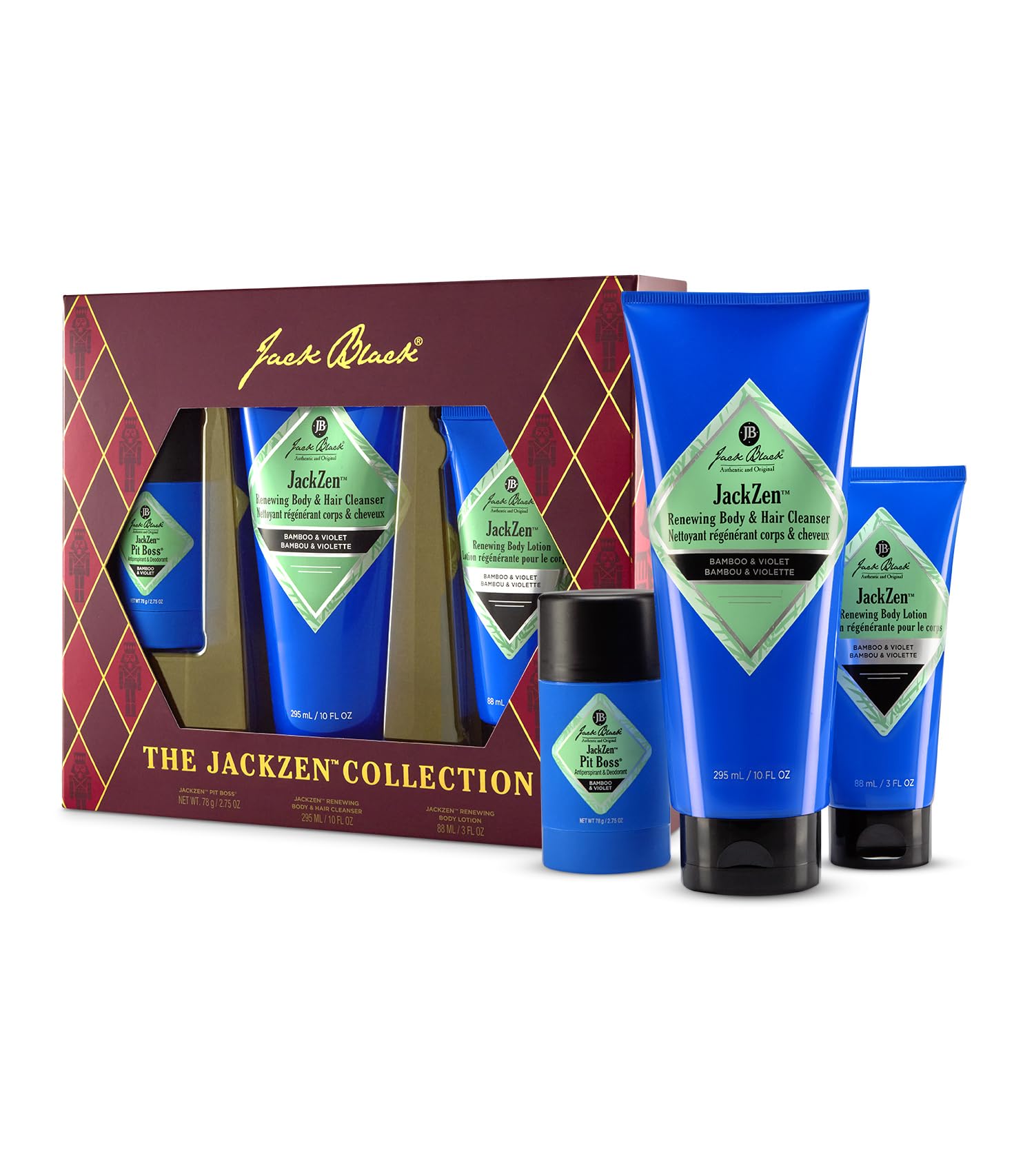 Jack Black Holiday - The JackZen Gift Set for Men - Multi-Purpose Mens Body Wash, Pit Boss Men's Deodorant, Body Lotion, Groomin