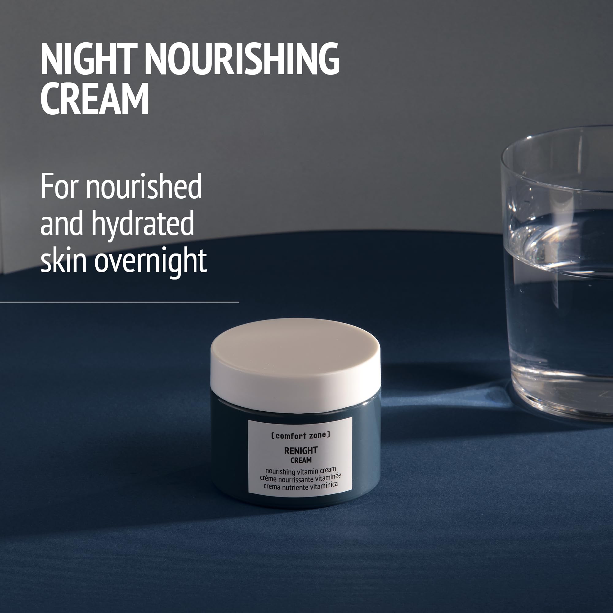 [ comfort zone ] Renight Cream Complete Silicone-Free Restorative Night Cream for All Skin Types with Hyaluronic Acid Vitamin E,