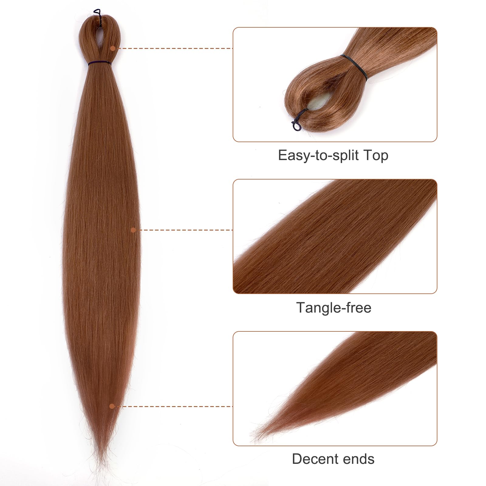 Difunee Pre-Stretched Braiding Hair - 12 Inch 8 Packs Brown Mid-Length Braiding Hair For Twist Or Box Braids, Yaki Texture Hot W