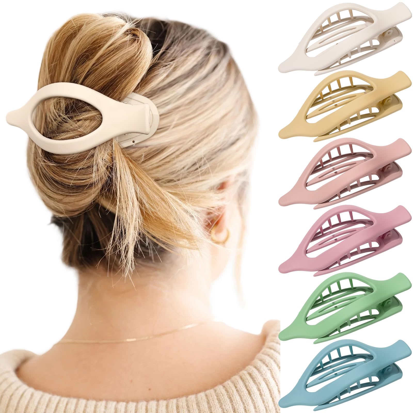 French Flat Hair Clips for Women - 6Pcs Flat Hair Claws for Thin Thick Hair Strong Hold No Slip Grip Hair Claw Clips for Women G