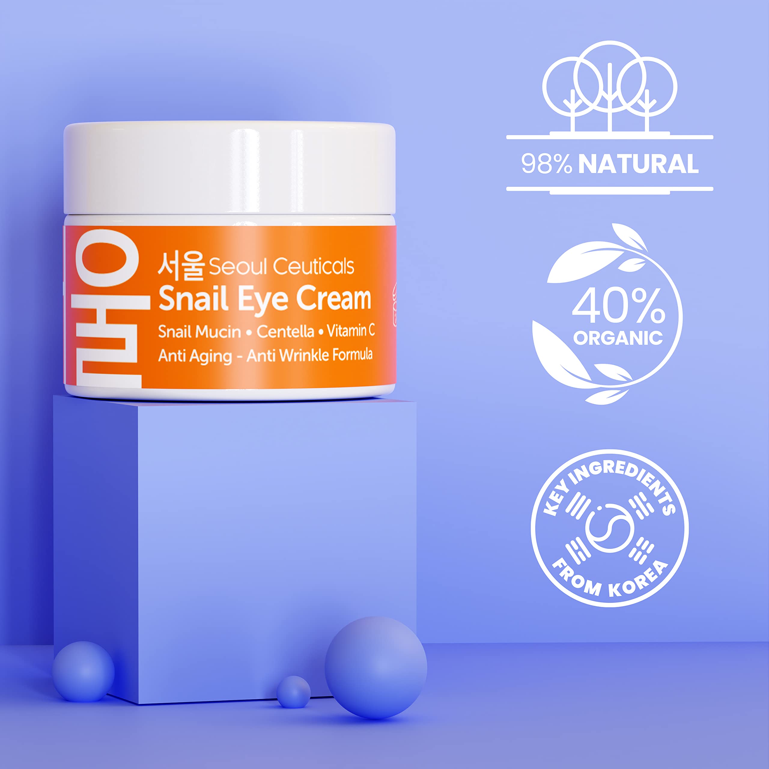 Seoulceuticals Korean Skin Care Snail Eye Cream - 975% Snail Mucin Korean Beauty Skincare Anti Aging Under Eye Anti Wrinkle Eye