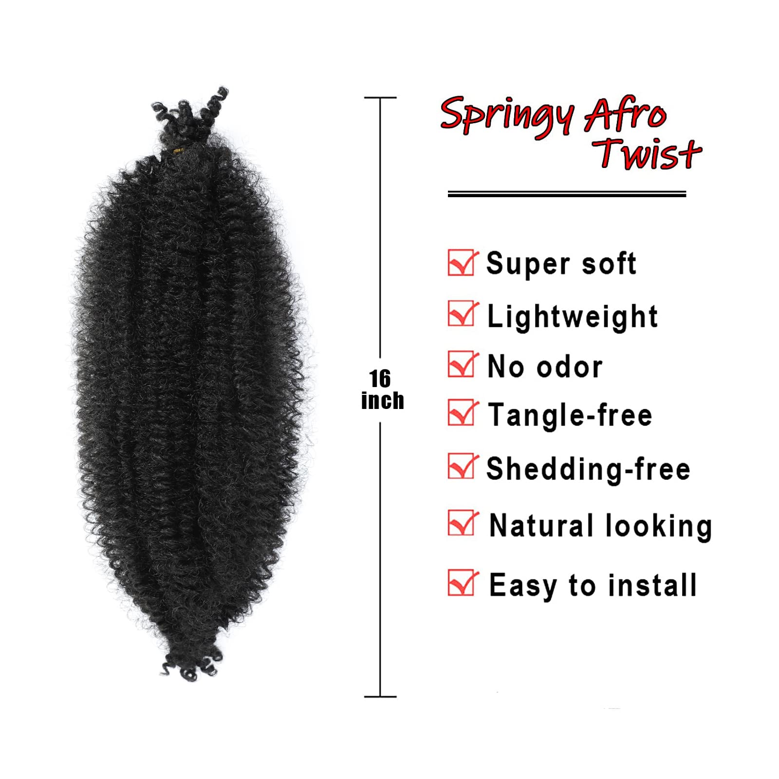 8 Packs Springy Afro Twist Hair Pre-Separated Kinky Marley Twist Braiding Hair Soft Synthetic Crochet For Distressed Faux Locs S