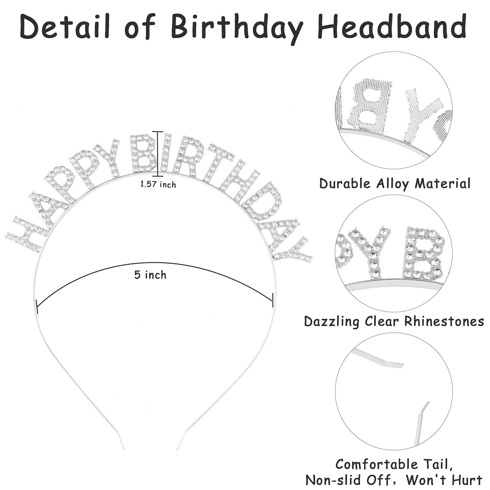 Cieher Birthday Tiaras,Rhinestone Birthday Tiara,Silver Queen Crown,Birthday Headband,Tiaras And Crowns For Women,Crown For Girl