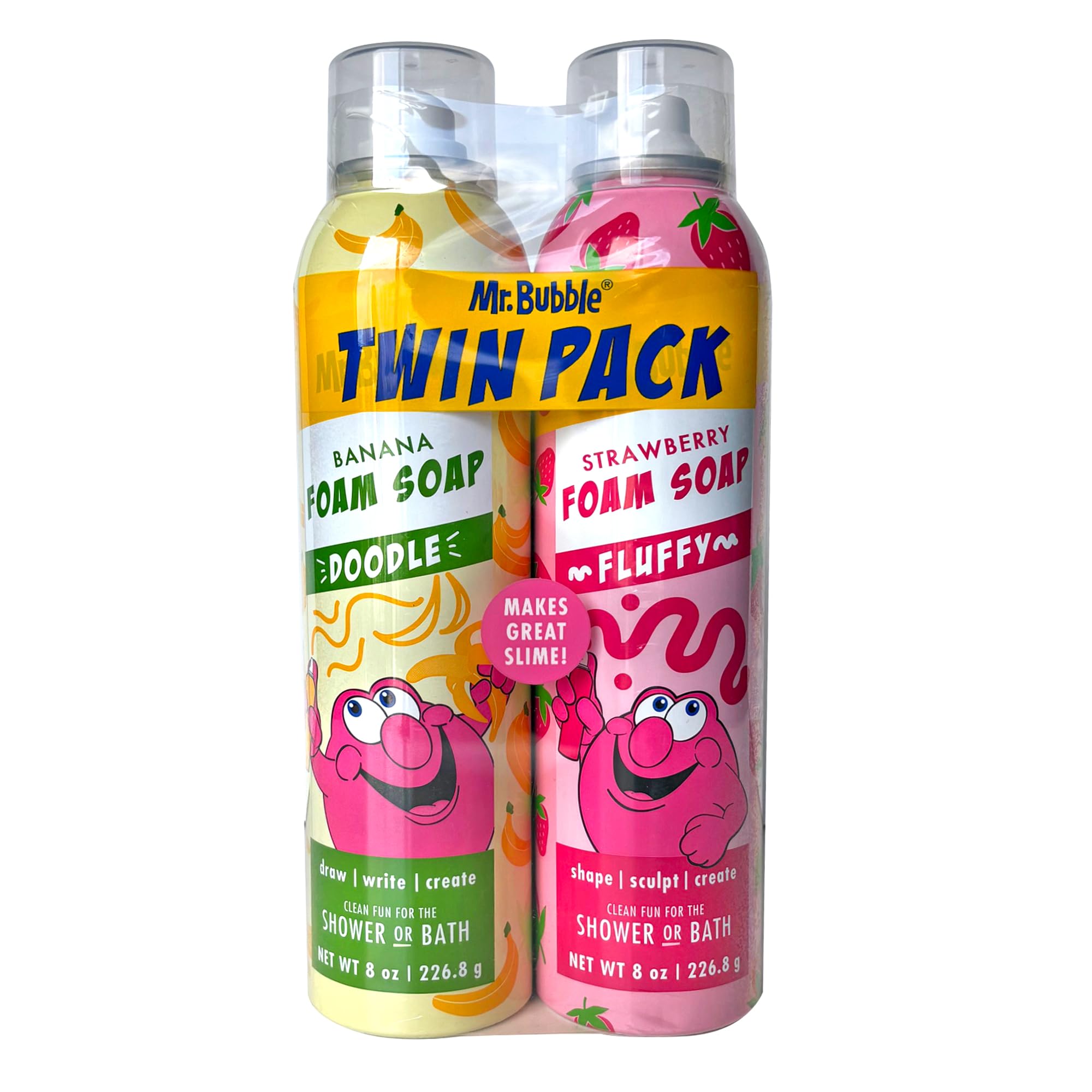 Mr. Bubble Twin Pack Foam Soap - Sculpt And Draw In The Tub; Soft, Moldable, Gentle, Scented Foam (Pack Of 2, 8 Fl Oz Each)