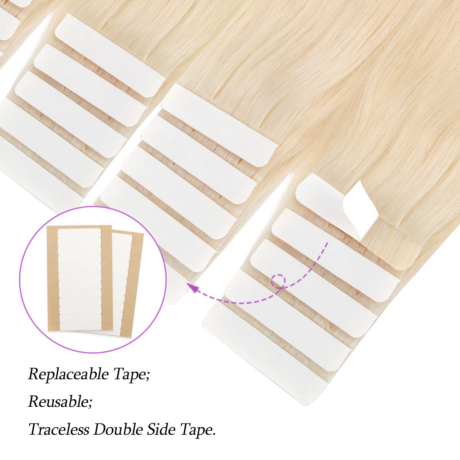 Abh Amazingbeauty Hair Tape In Hair Extensions Human Hair Semi-Permanent Tape Attached Real Remy Tape Extensions 50G 20Pcs Invis