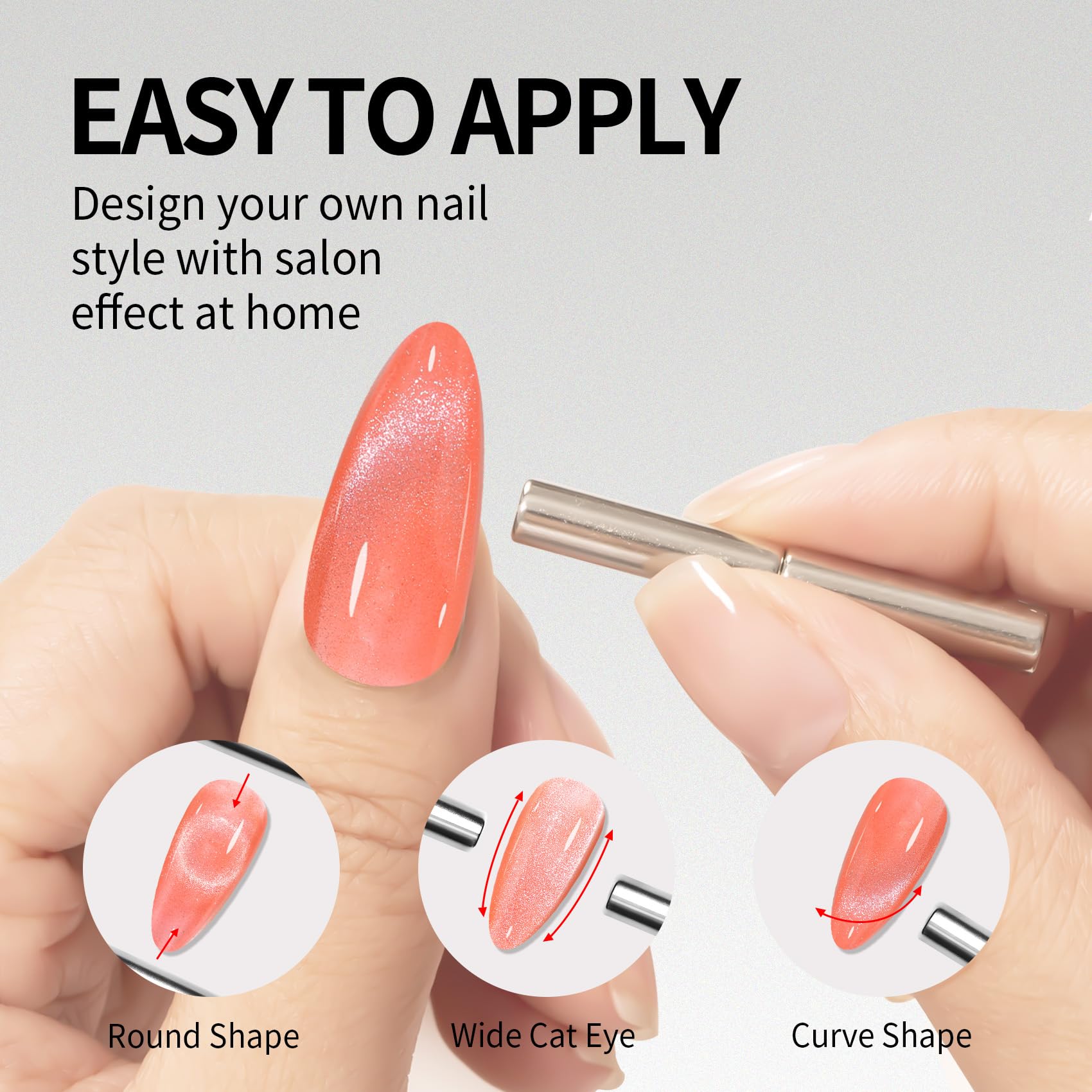Maychao 15Ml Cat Eye Gel Nail Polish 1Pc Coral Gel Polish With Magnet Soak Off Holographic Magnetic Nail Polish For Nail Art Man