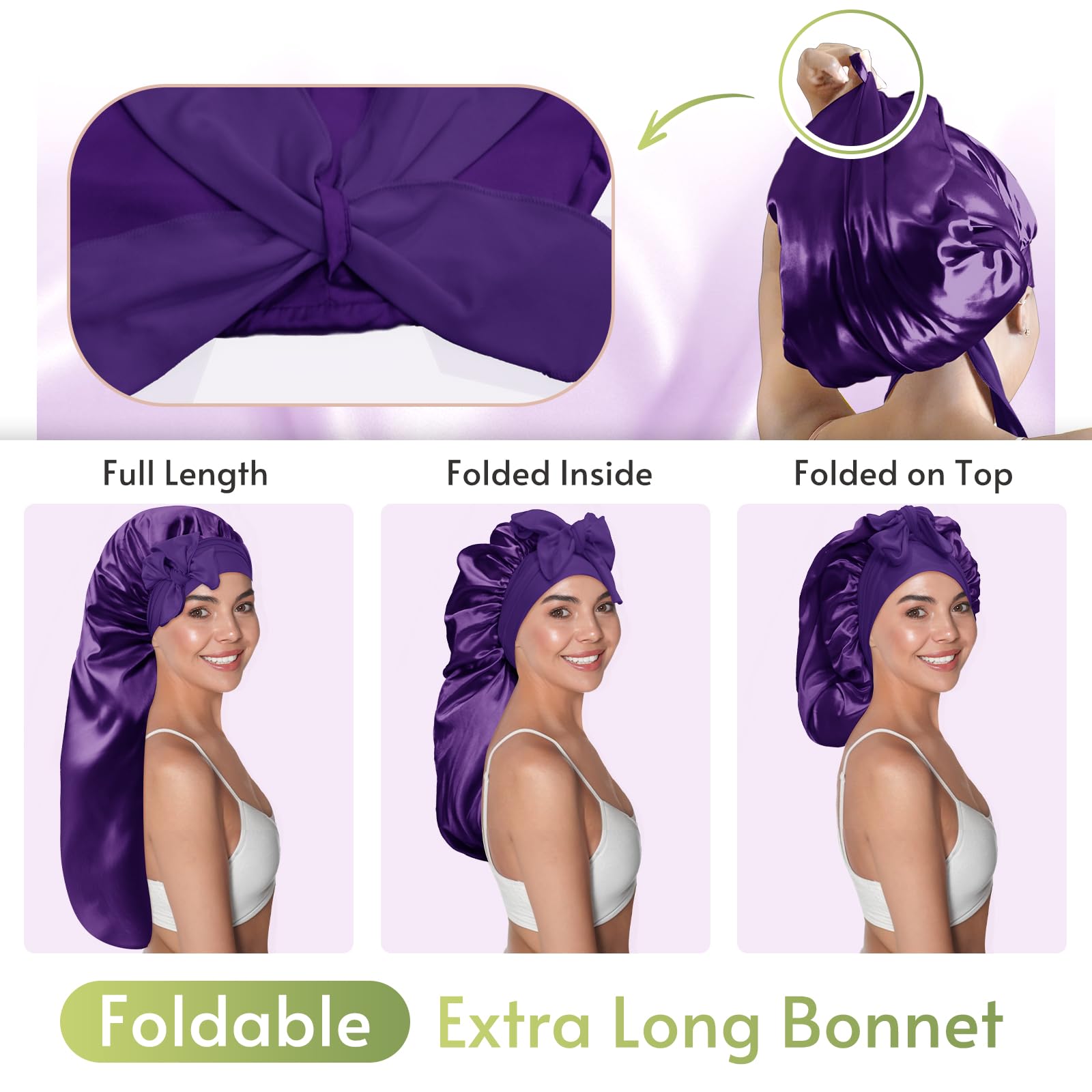 Bonnet Queen Extra Long Braid Bonnet For Sleeping Silky Satin Foldable Weave Locs Curly Wigs Extensions Hair Tie Band Large 30 '