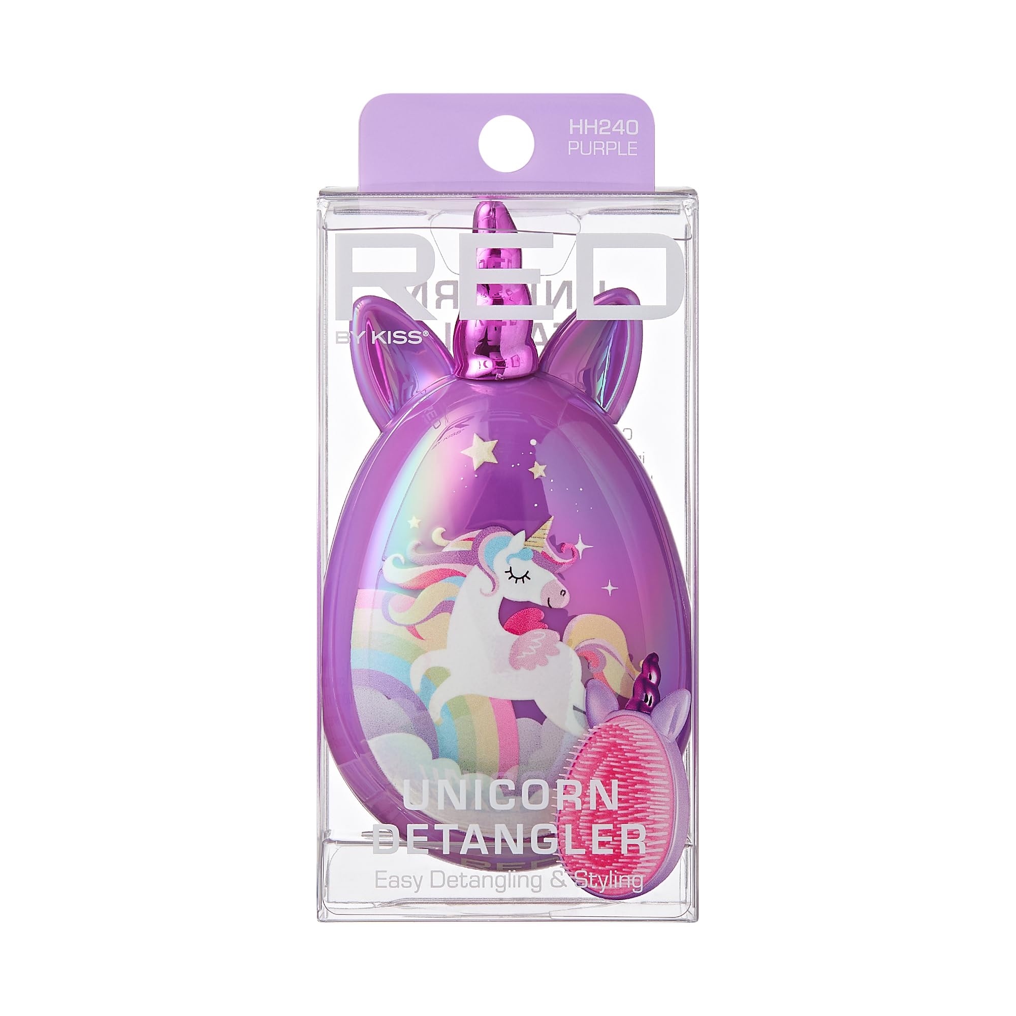 Red By Kiss Unicorn Detangler Brushes, Cute Kids Hairbrush Easy Wet Dry Hair Detangling & Styling, Scalp Massage & Smooth (Mini,