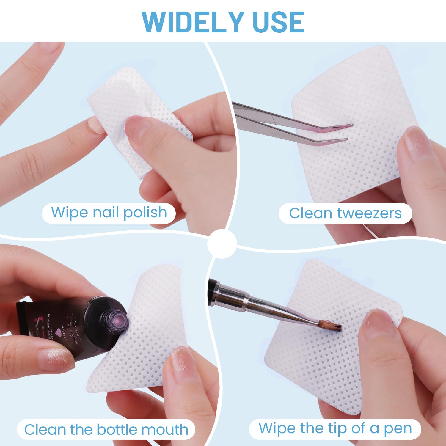 Lint Free Nail Wipes, Nail Polish Remover Pads 540Pcs Eyelash Extension Wipes, Soft Non-Woven Acetone Nail Polish Remover Pads N