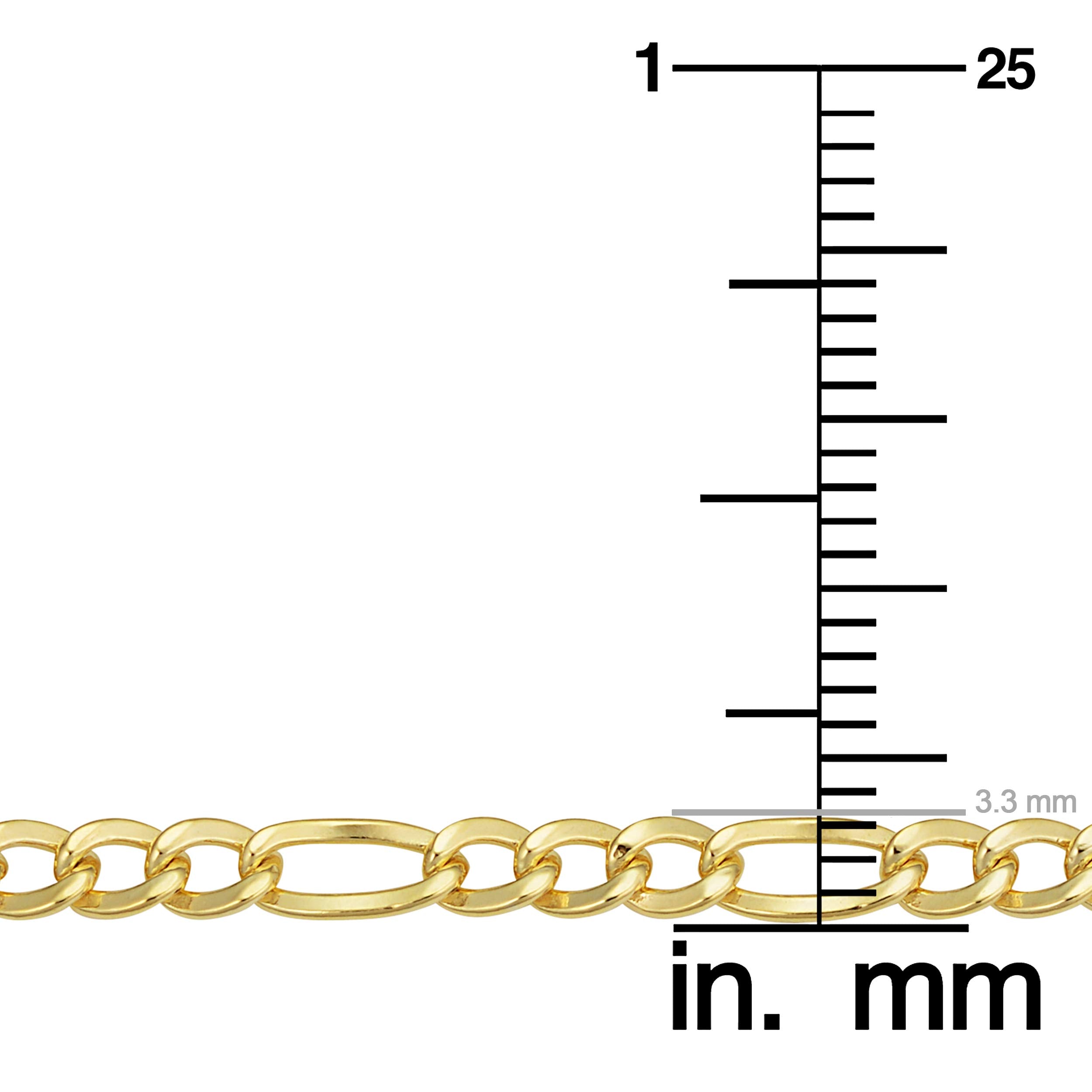 Kooljewelry 14k Yellow Gold Filled Solid Figaro Link Chain Necklace (3.3 mm, 20 inch)