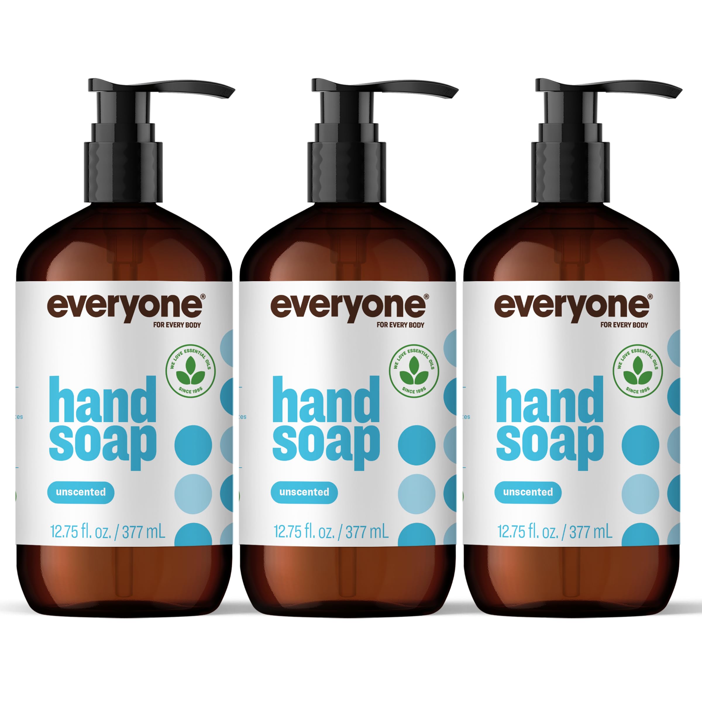 Everyone Liquid Hand Soap, 12.75 Ounce (Pack of 3), Unscented, for kitchen and bathroom
