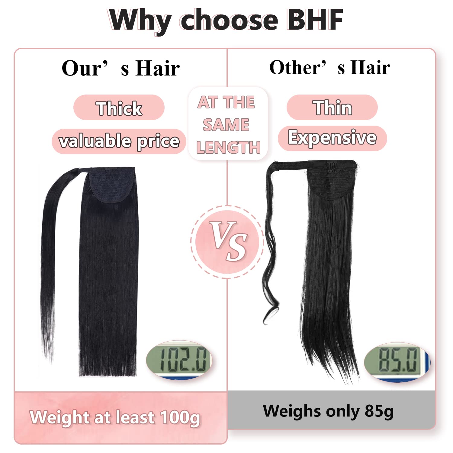18Human Hair Ponytail Wrap Around Clip in Ponytail Hair Extensions for Women Jet Black(#1) 100g/3.5oz
