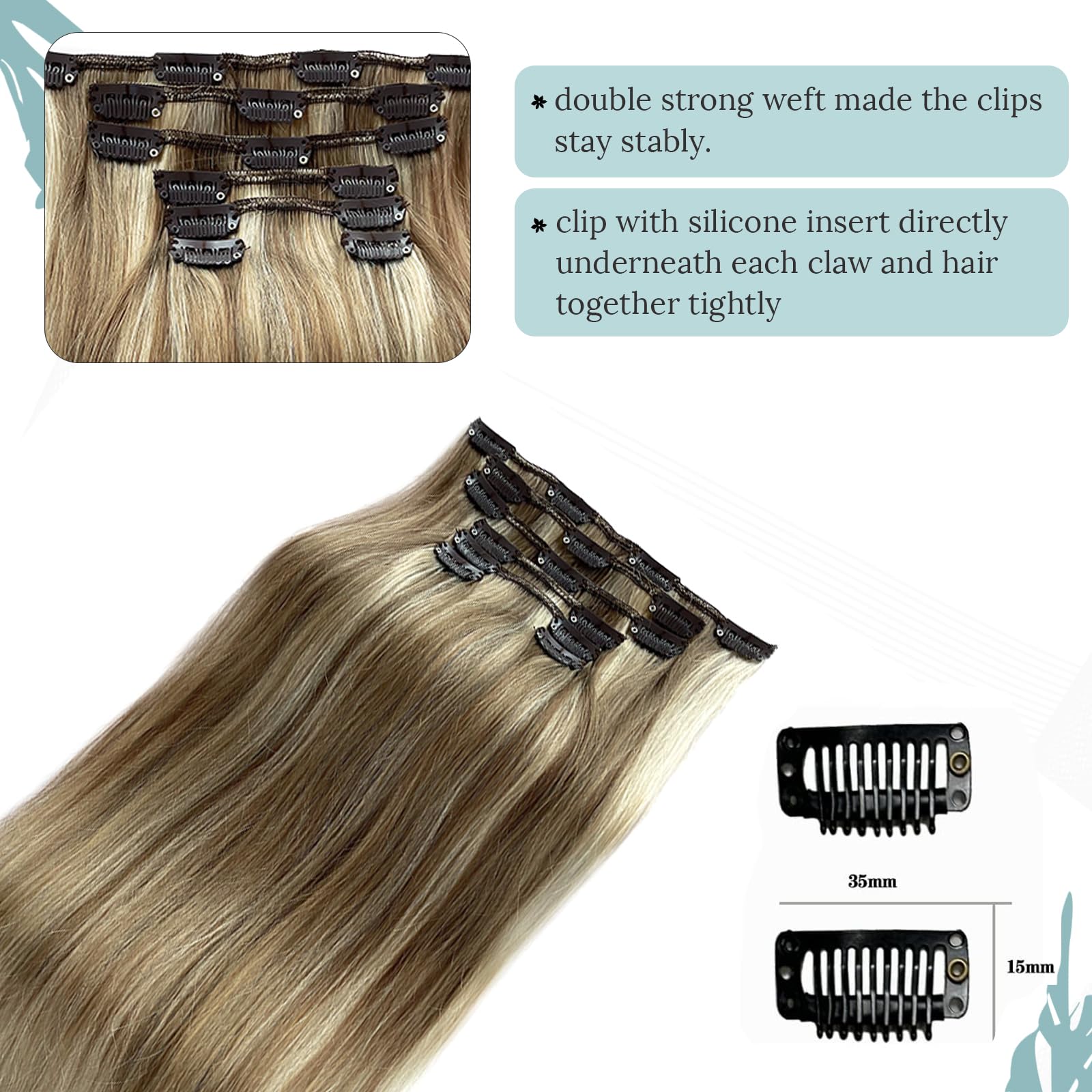Clip In Hair Extensions,Munx Ash Brown To Beige Blonde With Platinum Blonde Highlight Human Hair Clip In Extensions For Black Wo