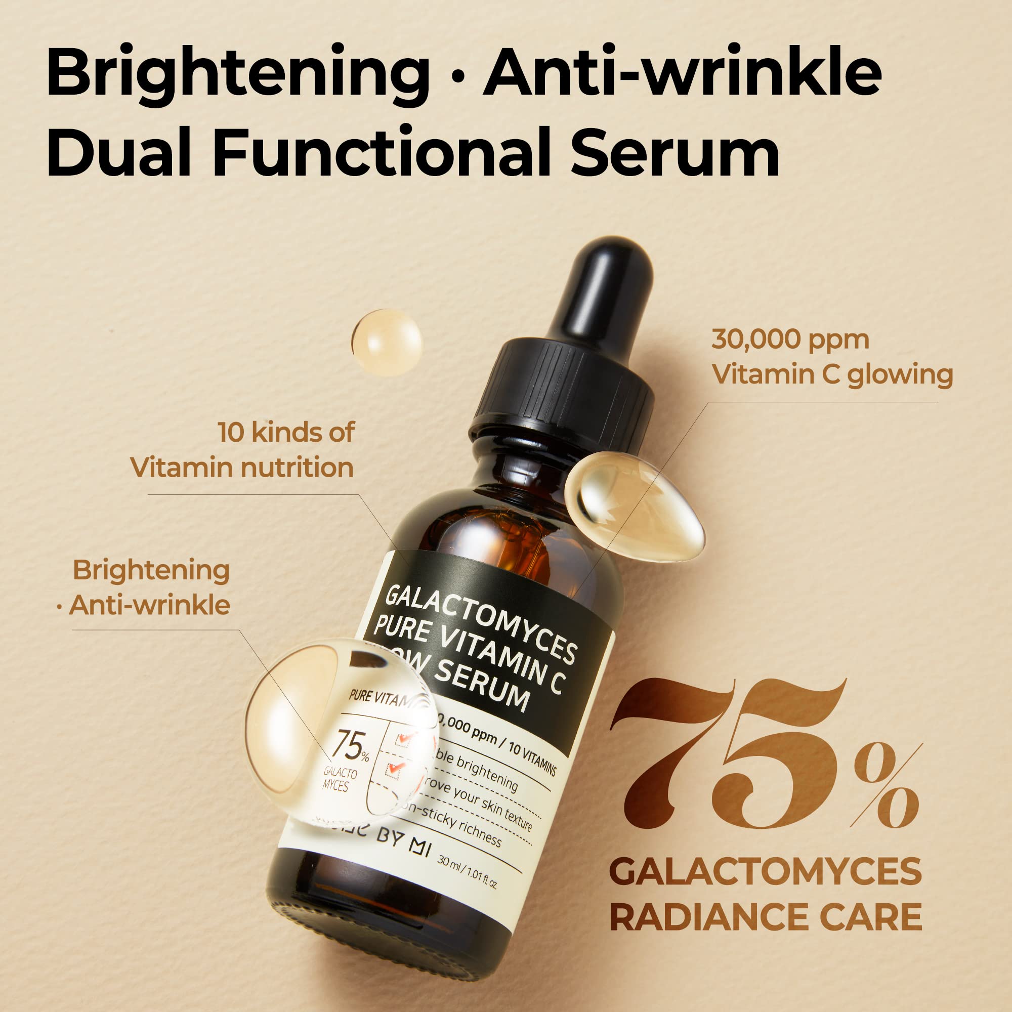 Some By Mi Galactomyces Pure Vitamin C Glow Serum - 1.01 Oz, 30Ml - Daily Brightening Care Korean Vitamin C Serum For Face Glass