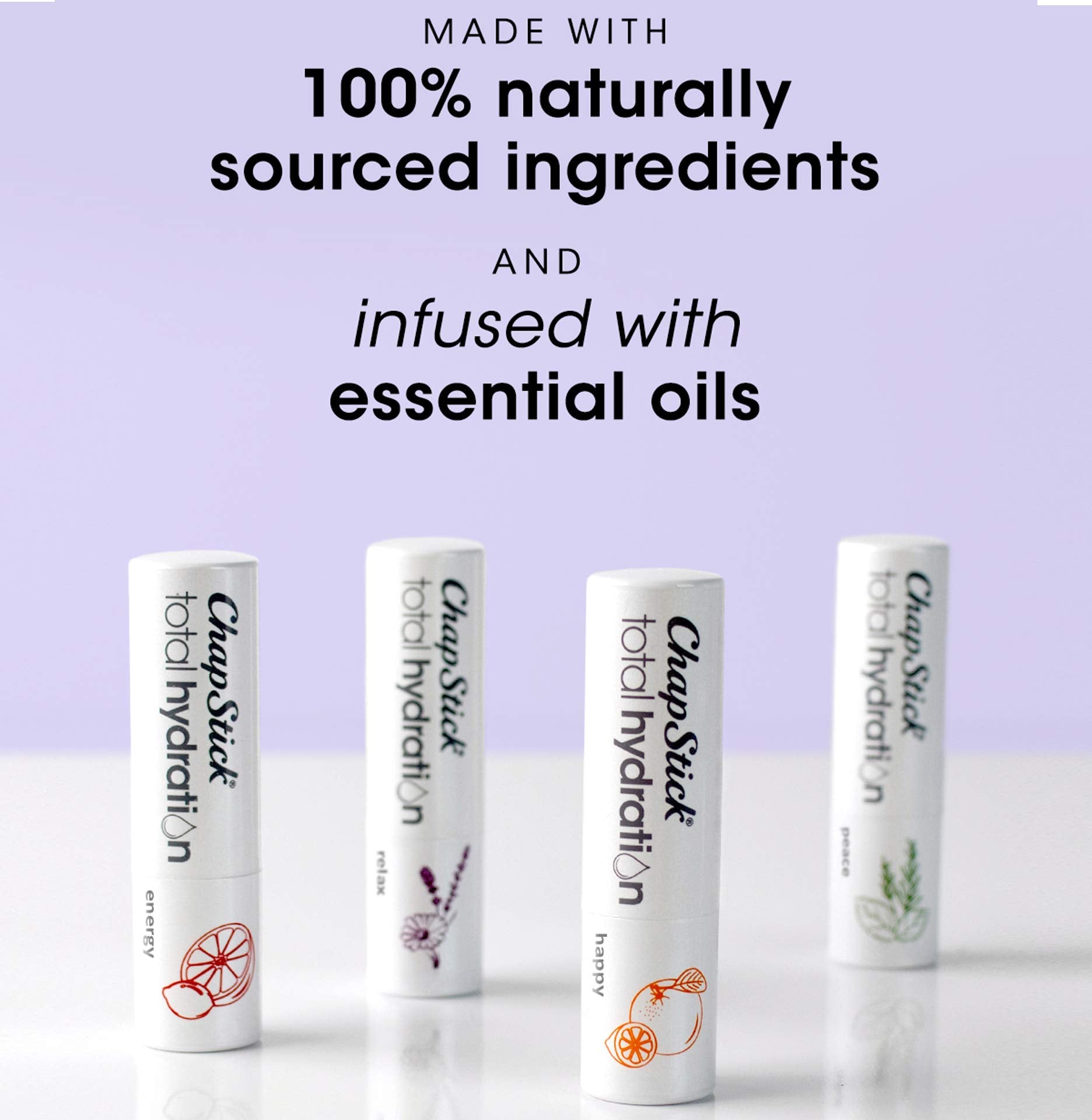 ChapStick Total Hydration Essential Oils Lip Balm, Rosemary + Peppermint, Non-Tinted, 0.12 Oz - Moisturizing Lip Care