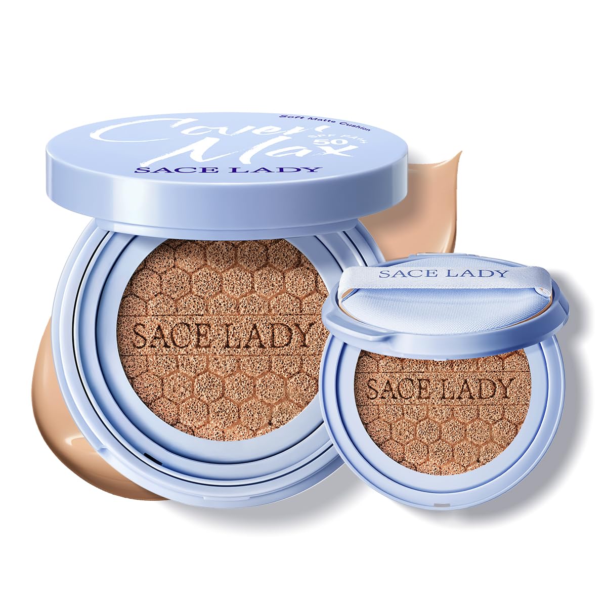 SACE LADY CoverMax Soft Matte Cushion, 3in1 BB Cushion Foundation & Concealer with replacement pack, Waterproof & Oil Control 