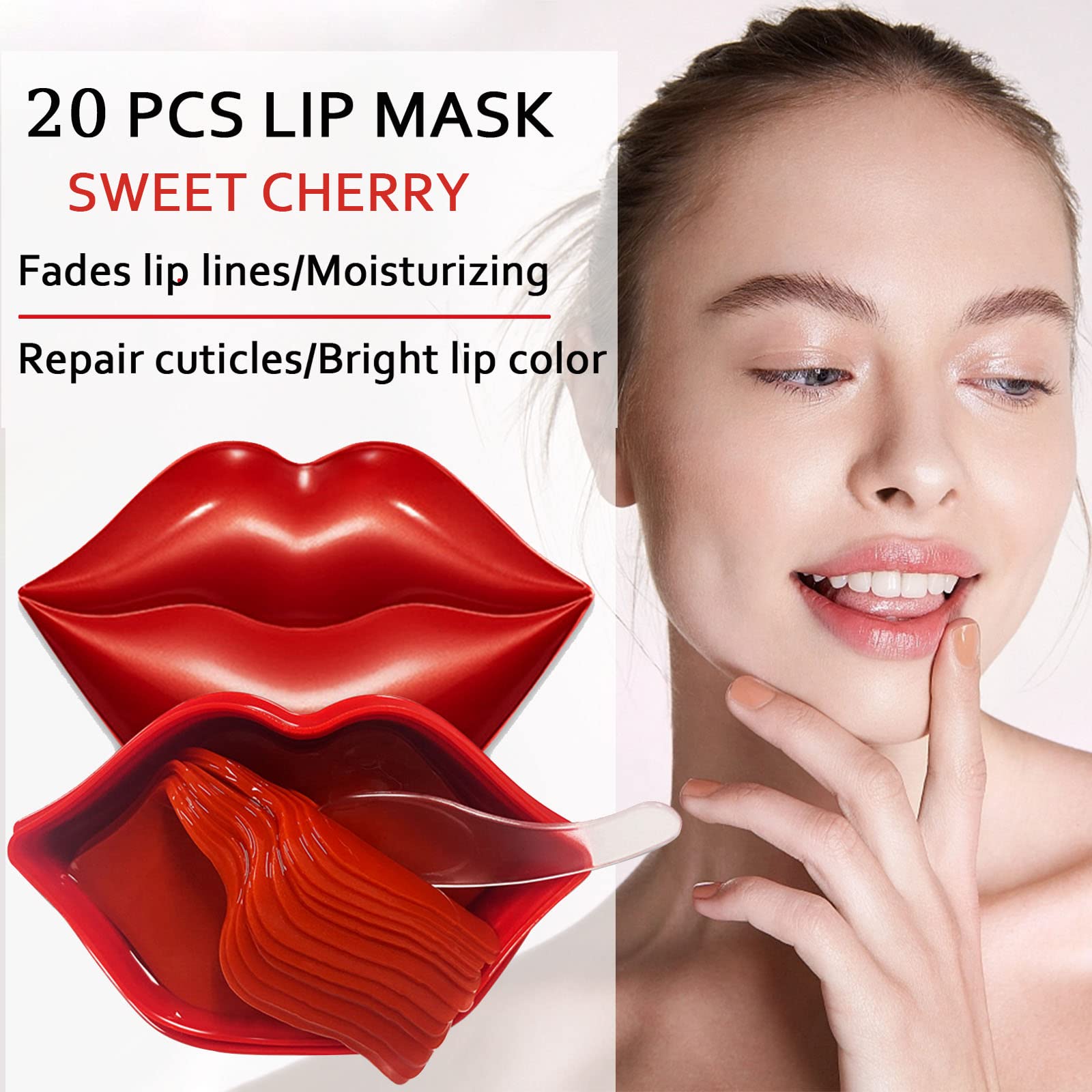 Charm Kiss 20Pcs Moisturizing Lip Mask, Lip Sleep Mask Reduces Lip Lines And Restores Moisture, Lip Mask Effectively Nourishes T