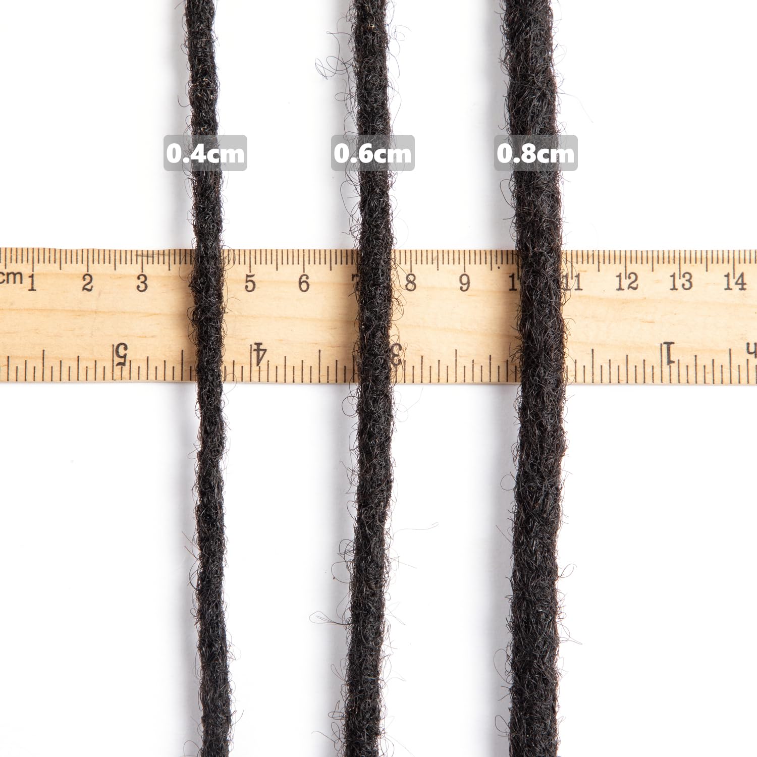 Teresa 0.8Cm & 0.6Cm & 0.4Cm & 0.2Cm Width 6-18 Inch 100% Human Hair Dreadlock Extensions For Men/Women/Kids Permanent Loc Exten