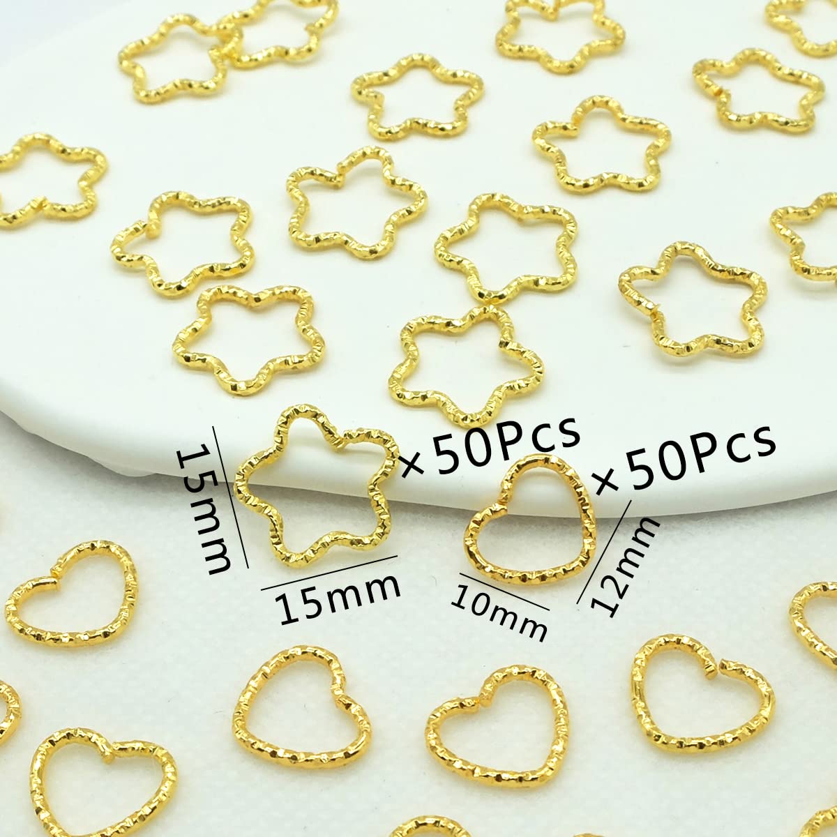 100Pcs Hair Braid Rings Clips Gold Star And Gold Love Shape Hair Jewelry Ring For Braids Locs Hair Cute Braid Accessories(Gold)