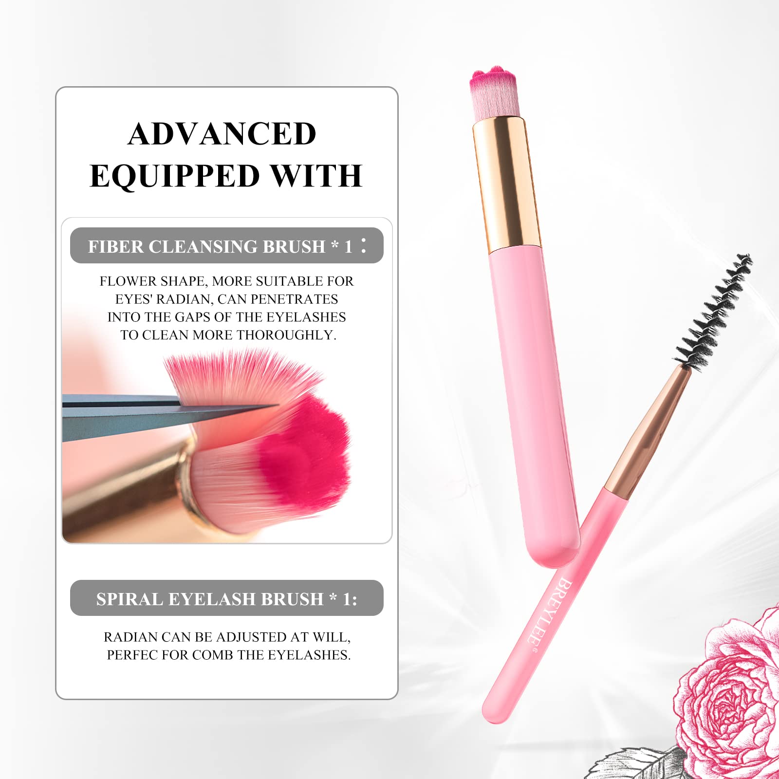 Breylee Shampoo For Lash Extensions, 60Ml+Rinse Bottle+Brushes, Eyelash Extension Cleanser, Lash Wash Bath, Lash Cleaner, Parabe