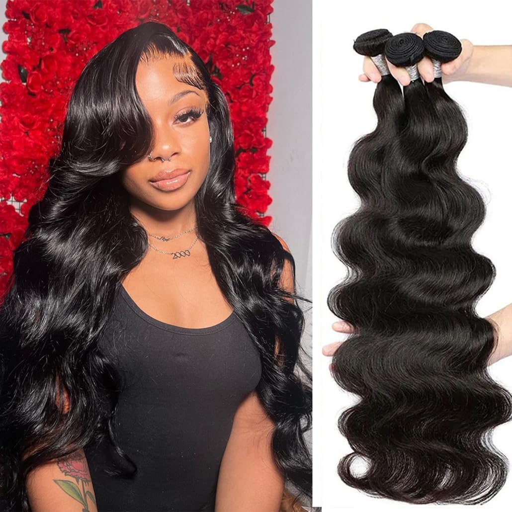 Human Hair Bundles Body Wave 3 Bundles 12 14 16 Inch Human Hair for Black Women100% Unprocessed Brazilian Virgin Hair Bundles De