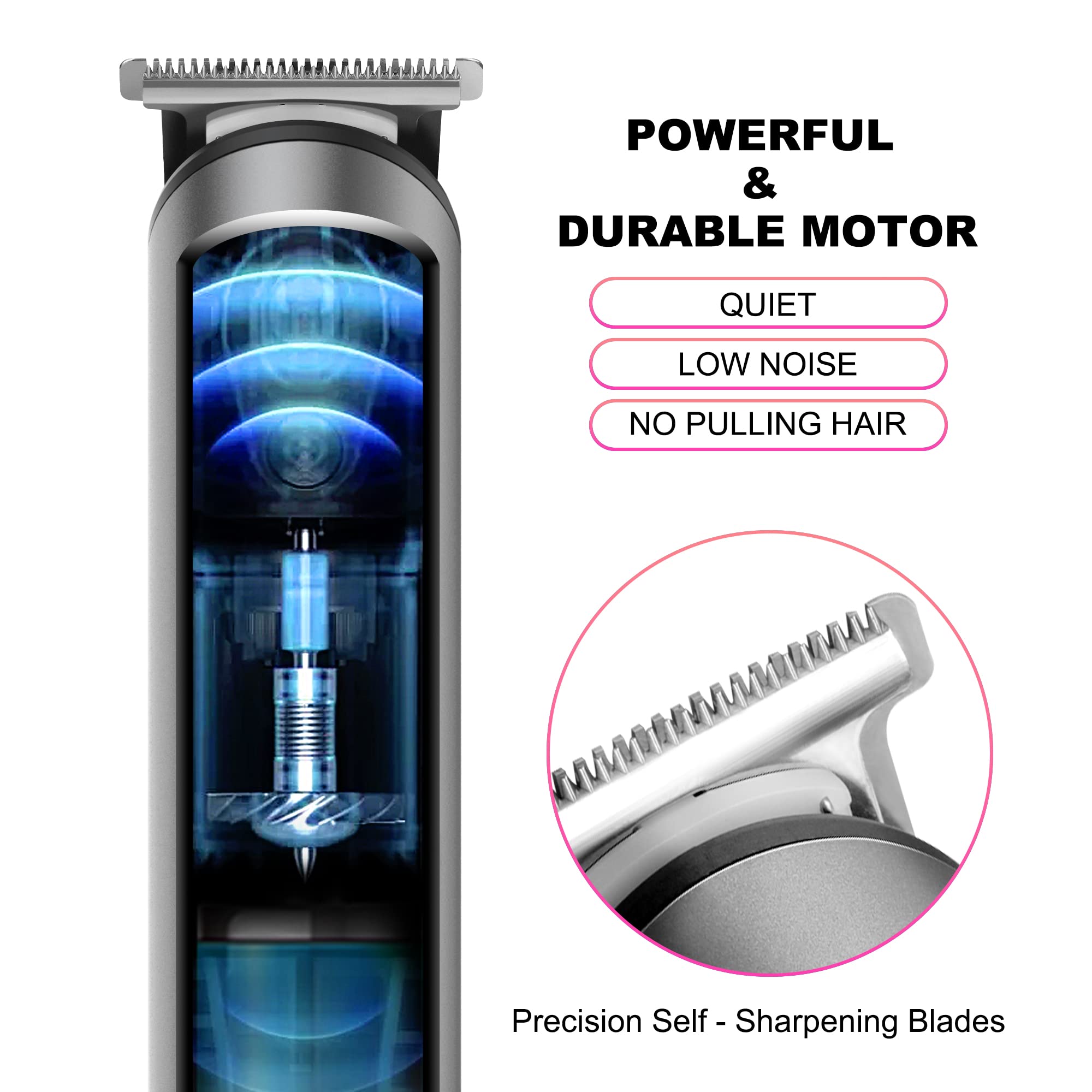 Pritech Hair Trimmer For Women, Waterproof, Rechargeable Pubic Hair Clippers And Bikini Shaver, Electric Razor, Hair Cut Kit, Ba