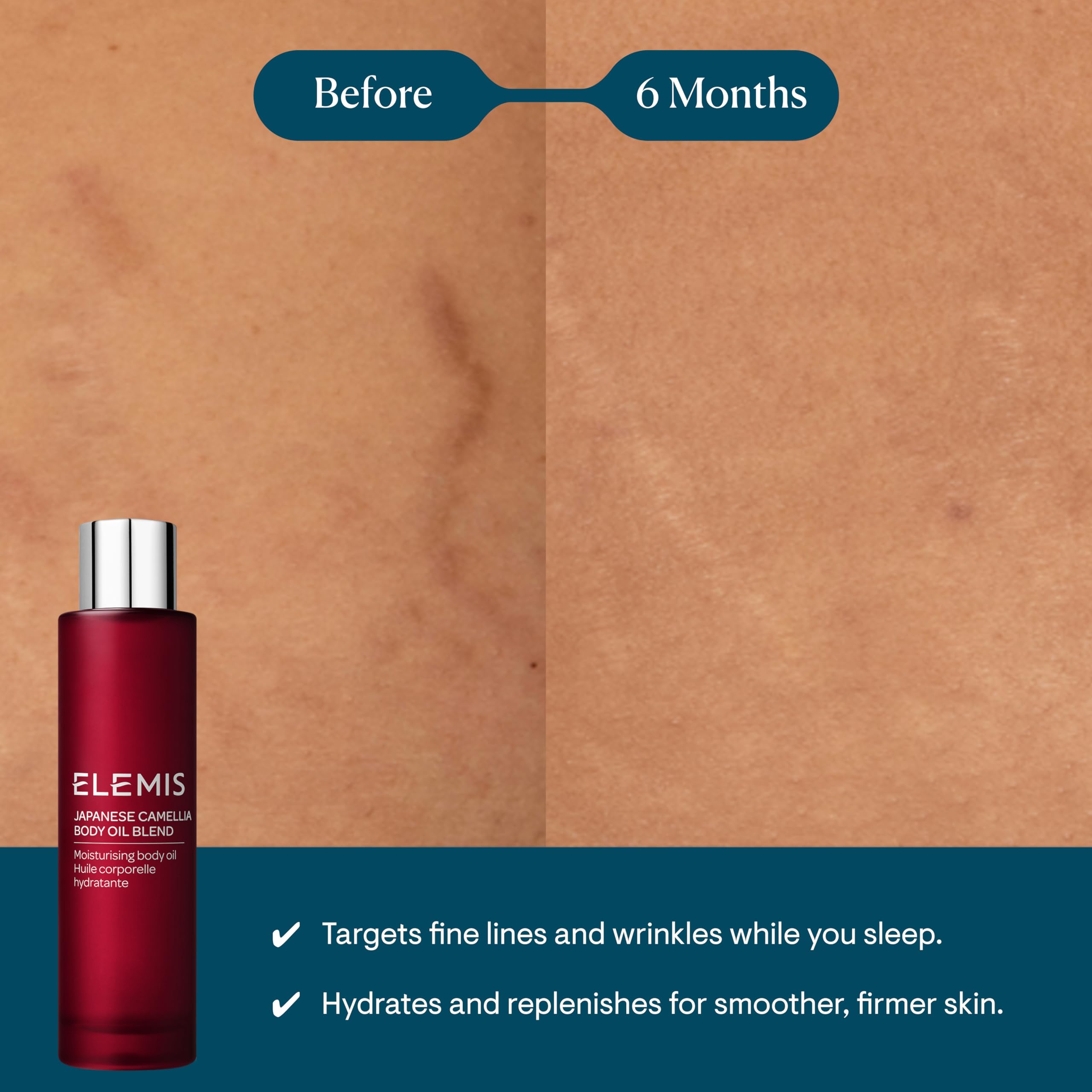 ELEMIS Japanese Camellia Body Oil Blend | Luxuriously Lightweight Body Oil Nourishes, Conditions, and Softens Pregnant and Postp