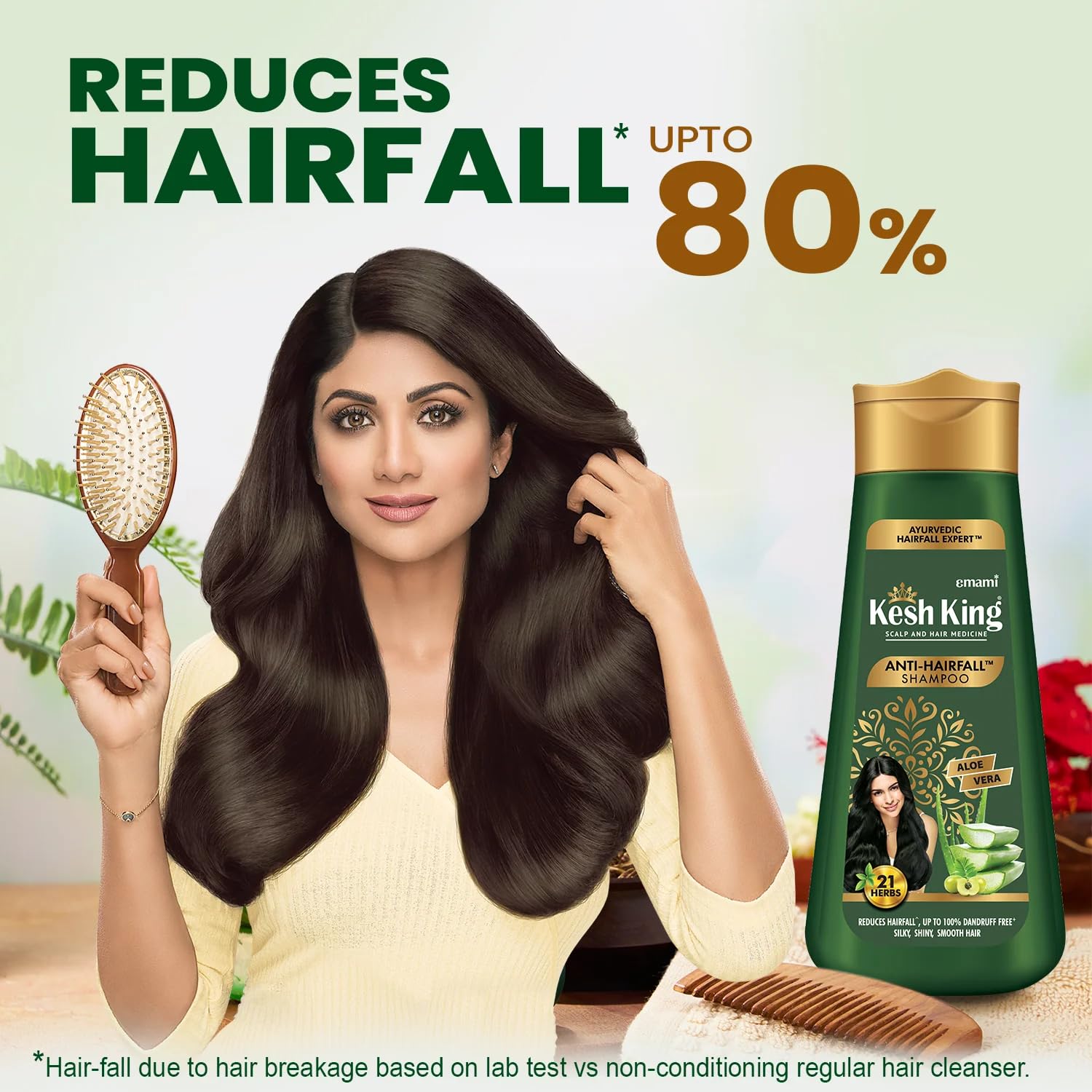 KESH KING Anti Hairfall Shampoo with 21 Ayurvedic Herbs & Aloe Vera - 6.76 Fl Oz for Healthy Scalp & Shiny Hair