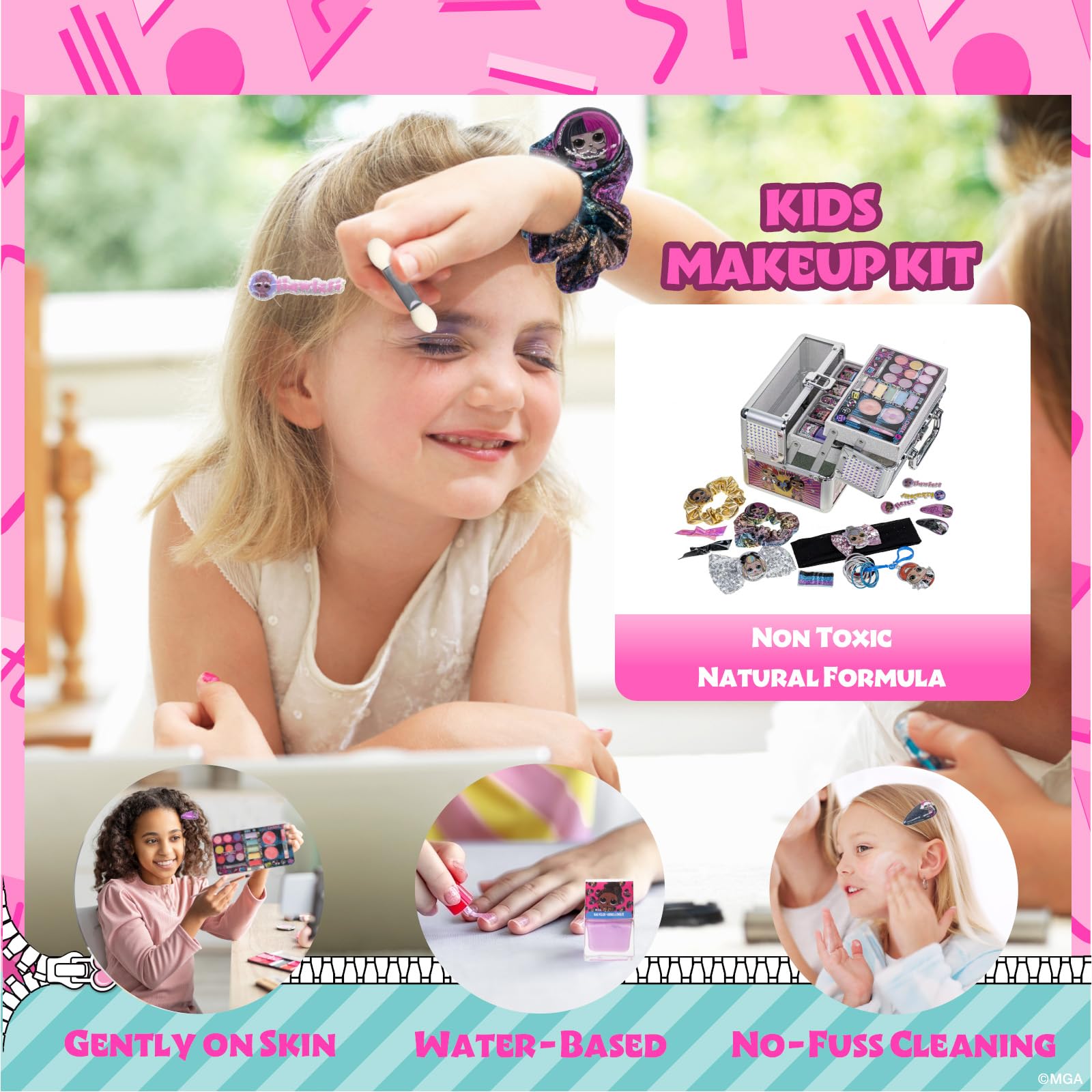 L.O.L Surprise! Townley Girl Train Case Cosmetic Makeup Set Includes Lip Gloss, Eye Shimmer, Nail Polish, Hair Accessories & Mor