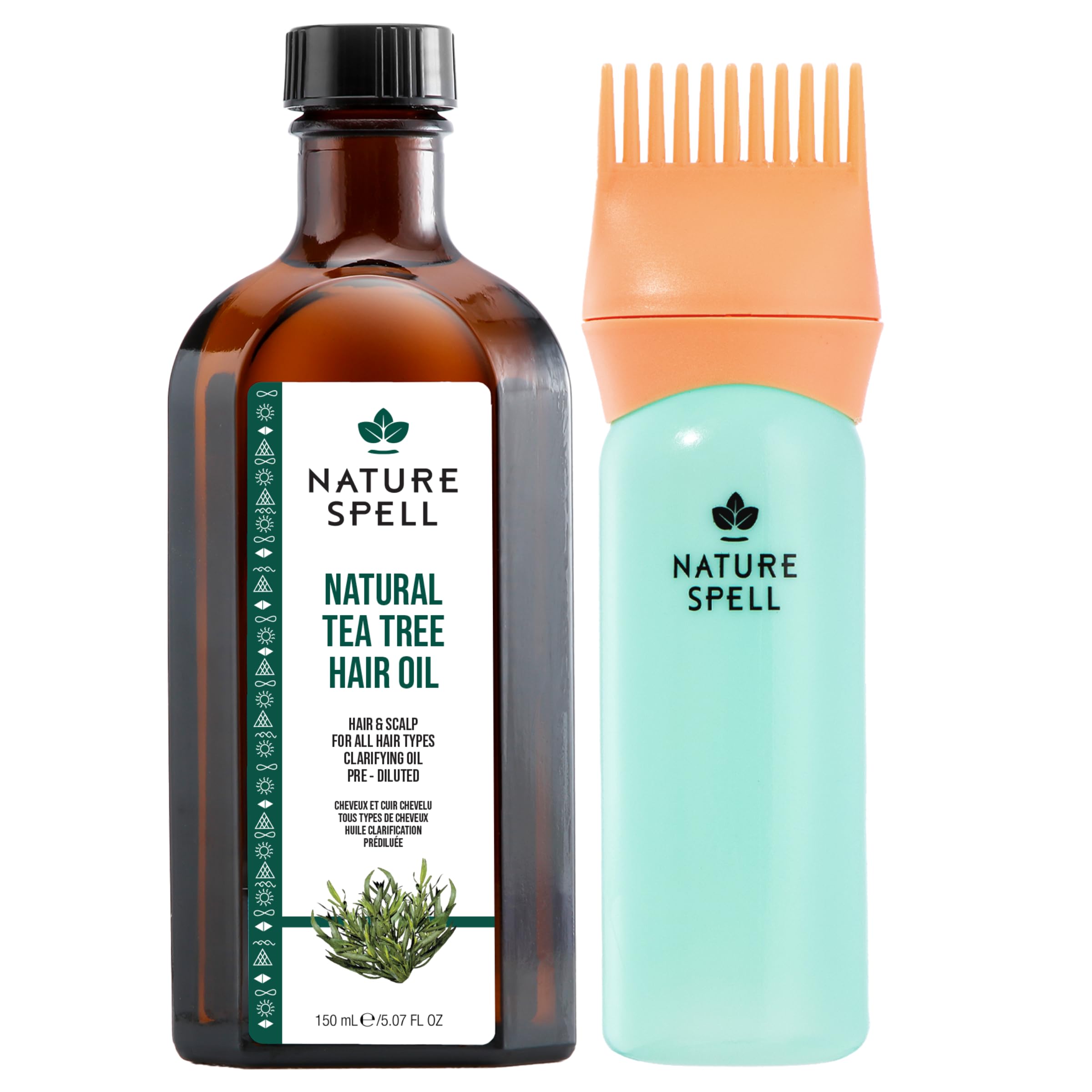 Nature Spell Tea Tree Oil for Hair & Scalp with Comb Applicator, Pre-Diluted Lightweight Oil to Support Scalp Clarity and Soothe