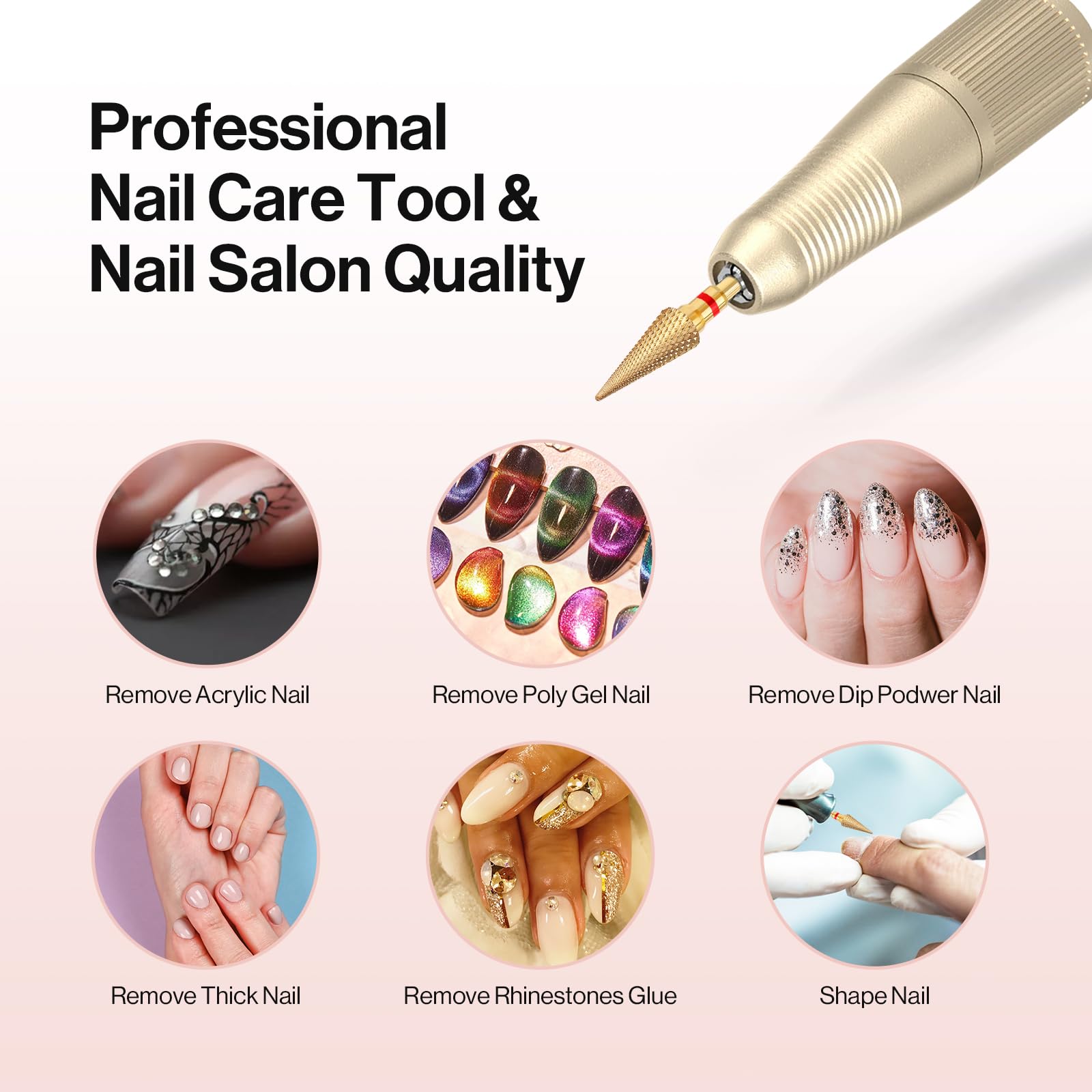 Melodysusie Professional Tapered Nib Nail Drill Bit, 3/32'' Carbide Tungsten Multi-Function Bit, Suitable For Manicure Pedicure