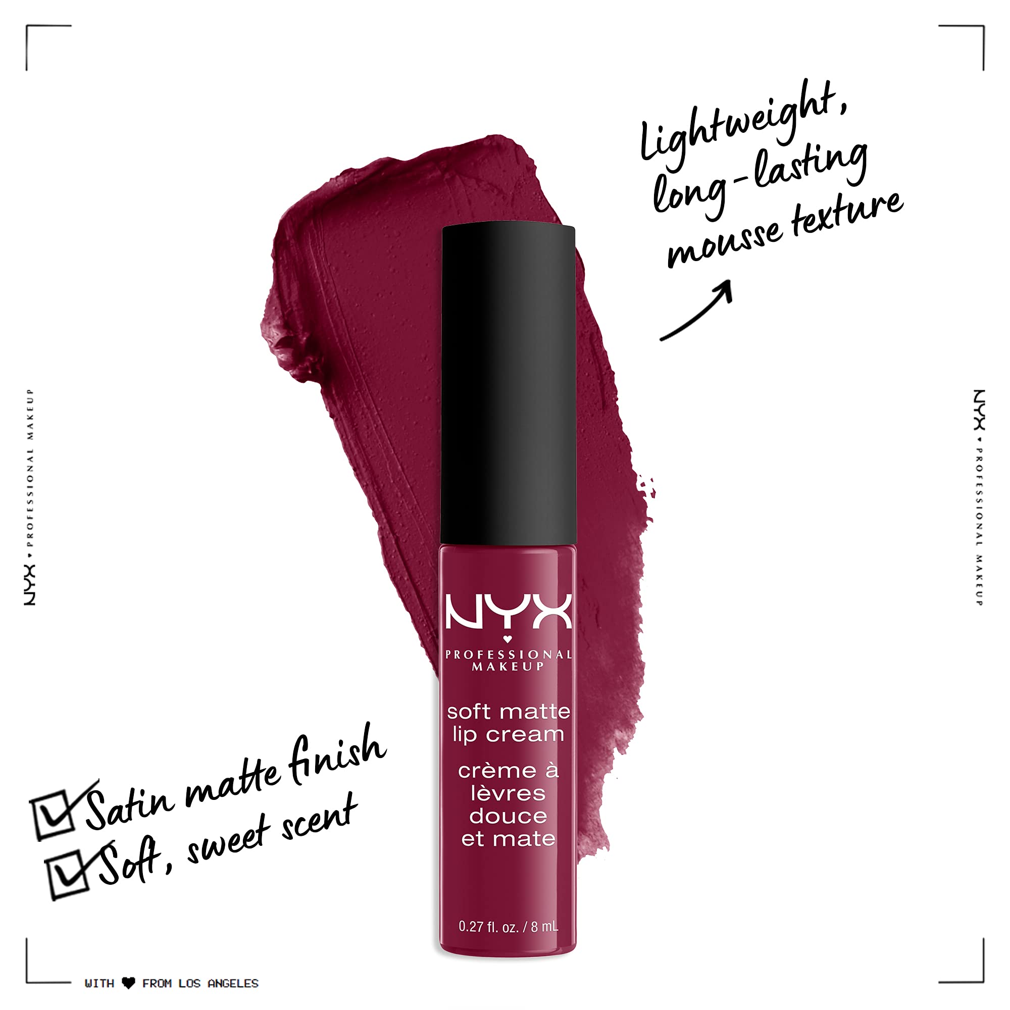 Nyx Professional Makeup Soft Matte Lip Cream, Lightweight Liquid Lipstick - Copenhagen (Matte Rich Plum)