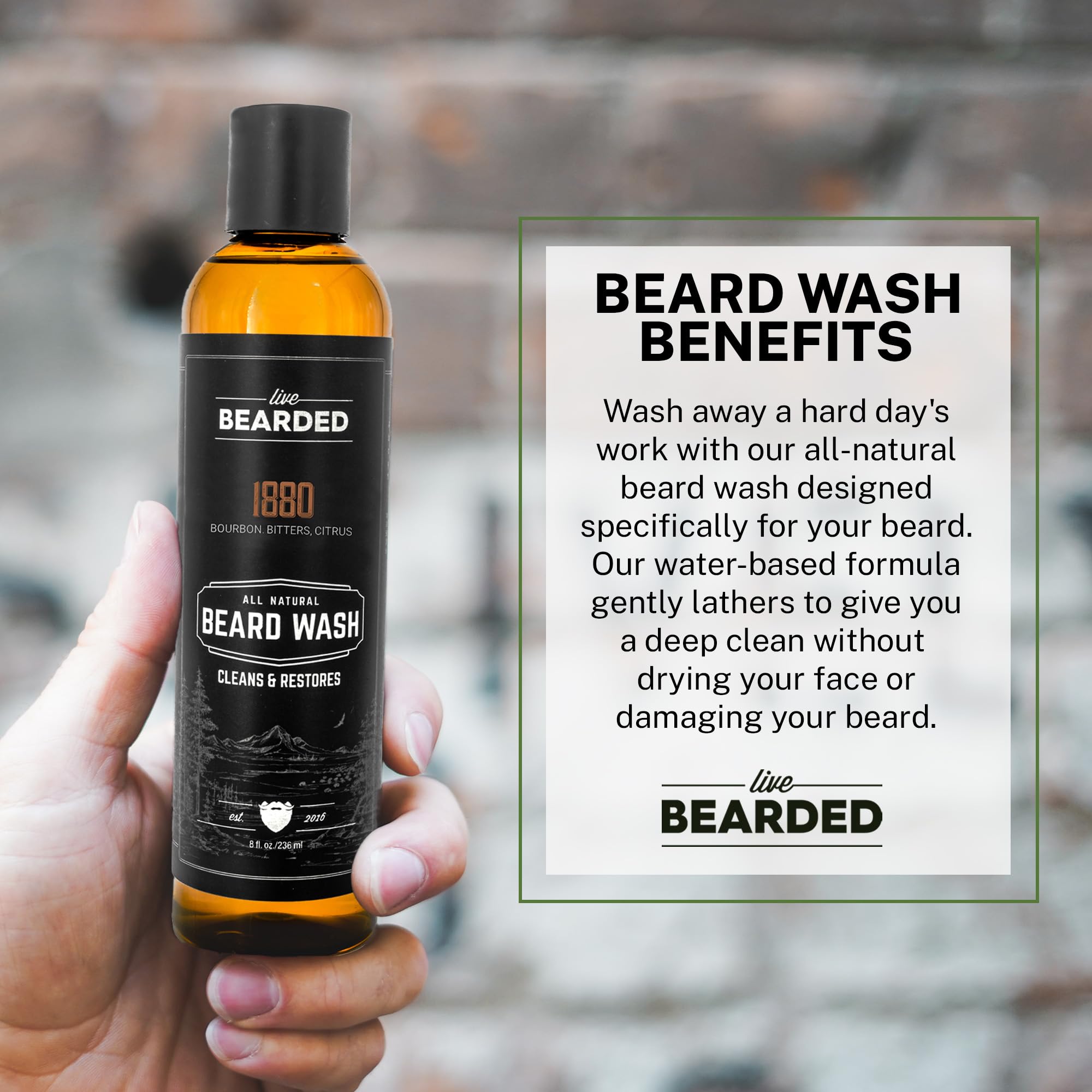 Live Bearded: Beard Wash - Executive - Beard And Face Wash - 8 Fl. Oz. - Water-Based Formula With All-Natural Ingredients For A