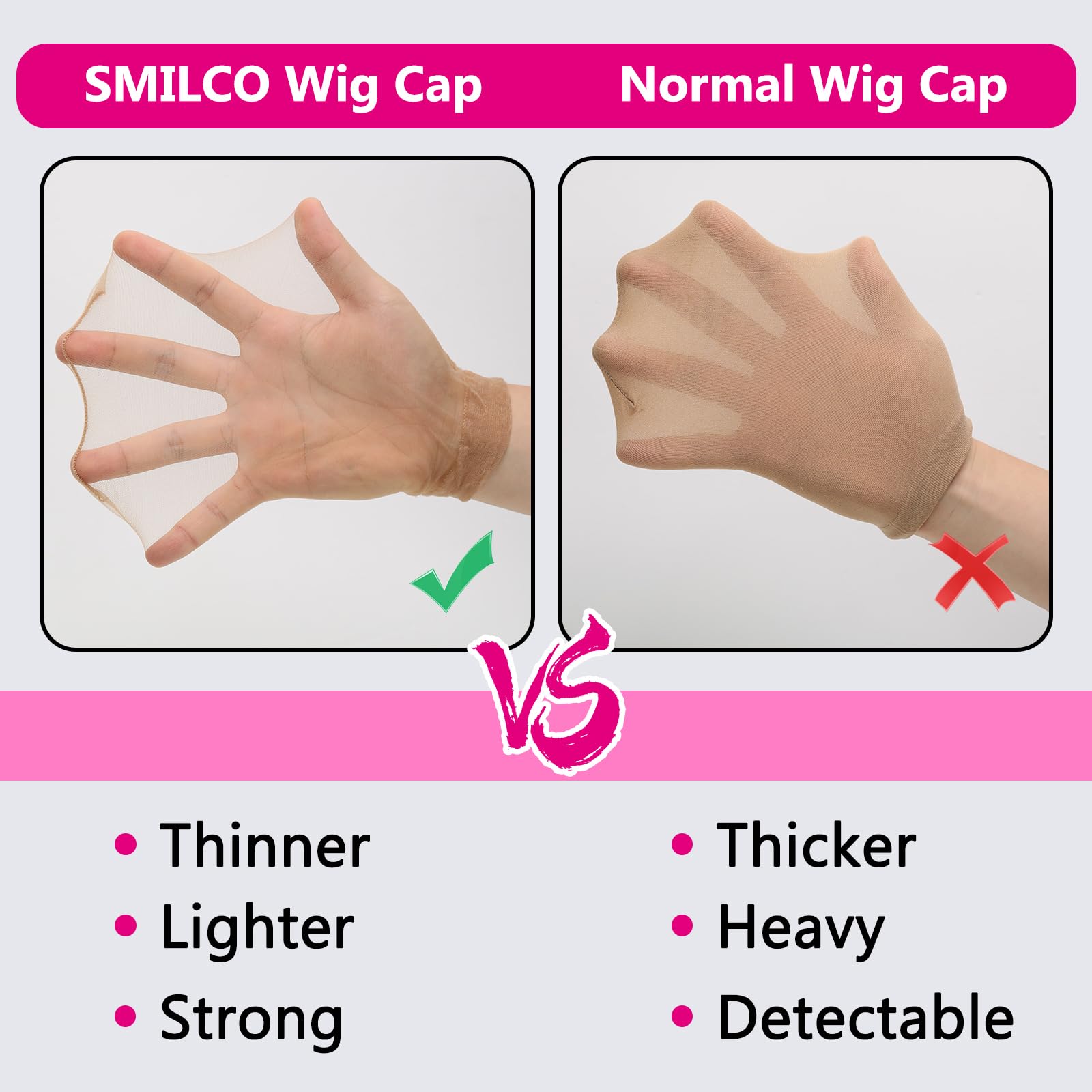 Smilco Hd Wig Cap, 20 Pcs Light Brown Ultra Thin Wig Caps, Nylon Stretchy Stocking Cap For Lace Front Wig, Transparent Invisible