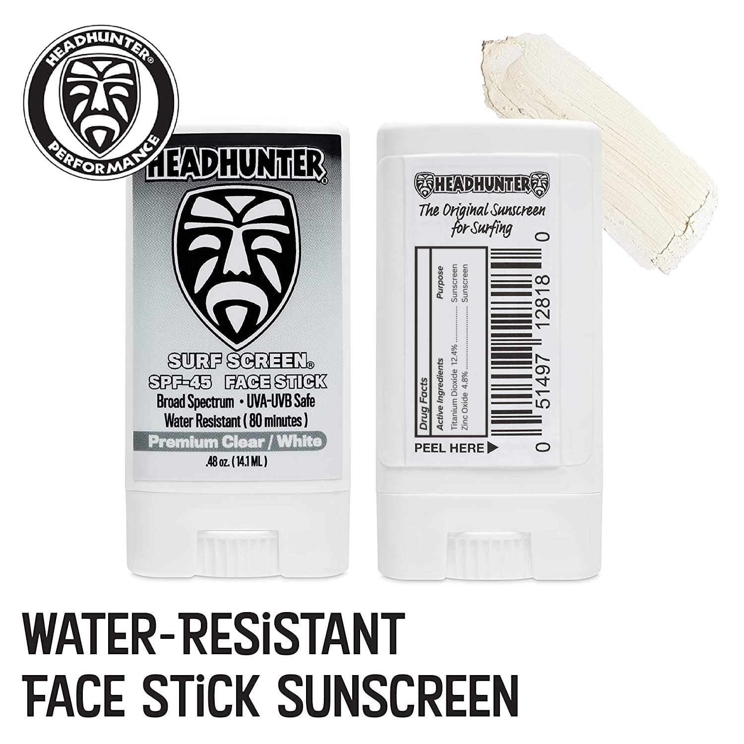 Headhunter Sunscreen Face Stick Spf 45, Waterproof Surf Sunblock For Waterman, Water-Resistant Facial Sunscreen For Ultra-Sport