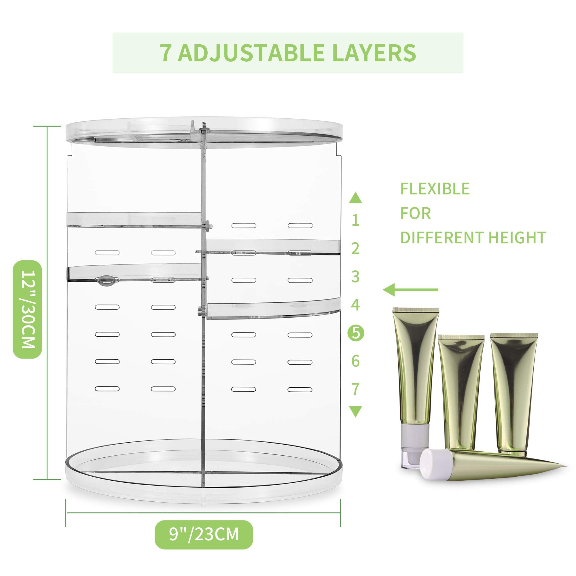 Coyaho 360 Rotating Makeup Organizer, Spinning Bathroom Organizer Countertop, Cosmetic Holder Shelf, Make Up Organizers And Stor
