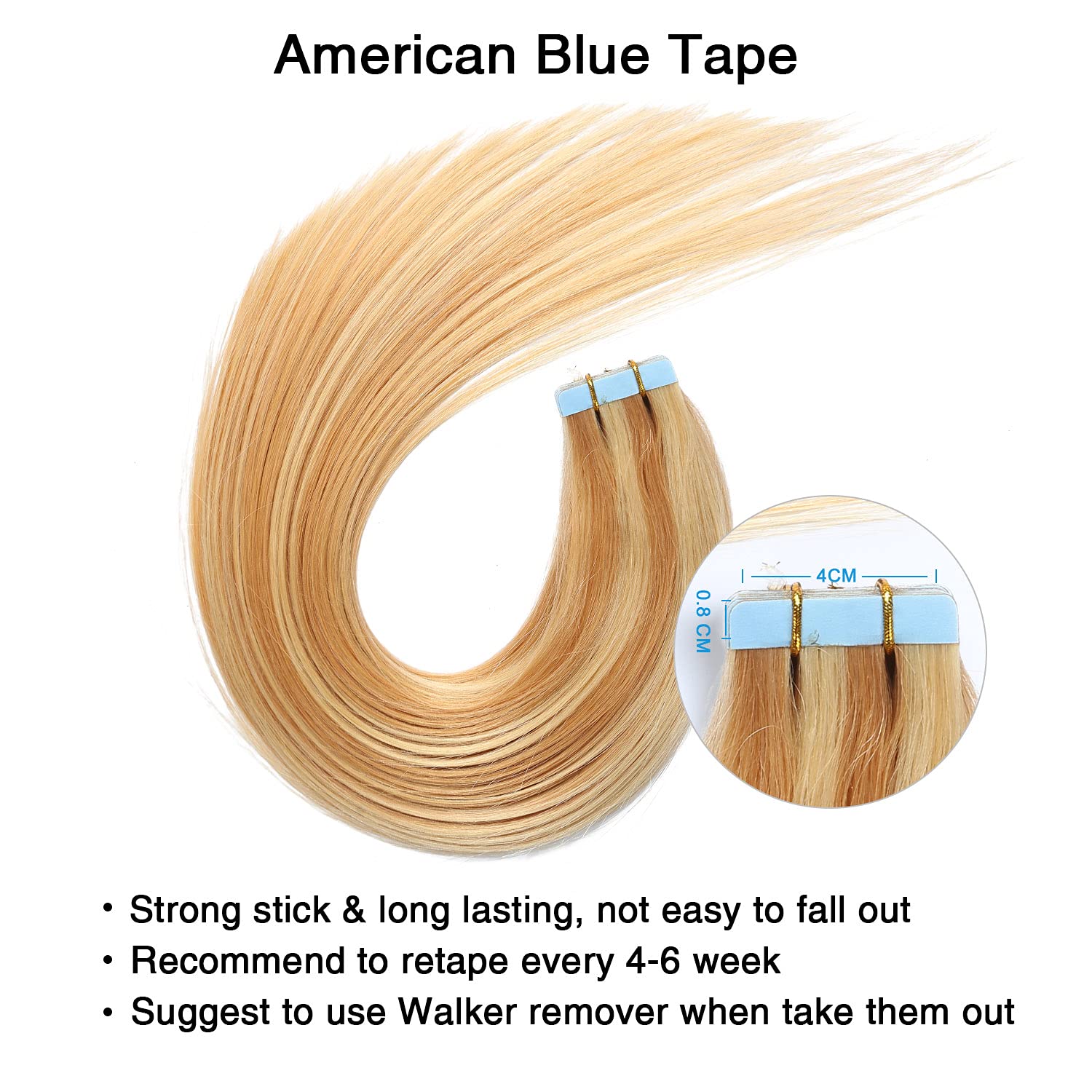 Suyya Tape In Hair Extensions Human Hair Strawberry Blonde To Light Blonde Remy Hair 22 Inches 20Pcs 50G/Pack Straight Seamless