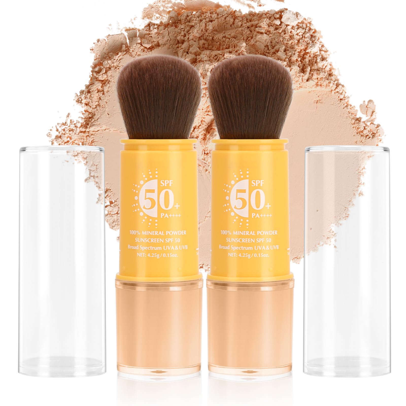 2PCS Mineral Sunscreen Setting Powder  SPF 50 Brush On Powder Sunscreen