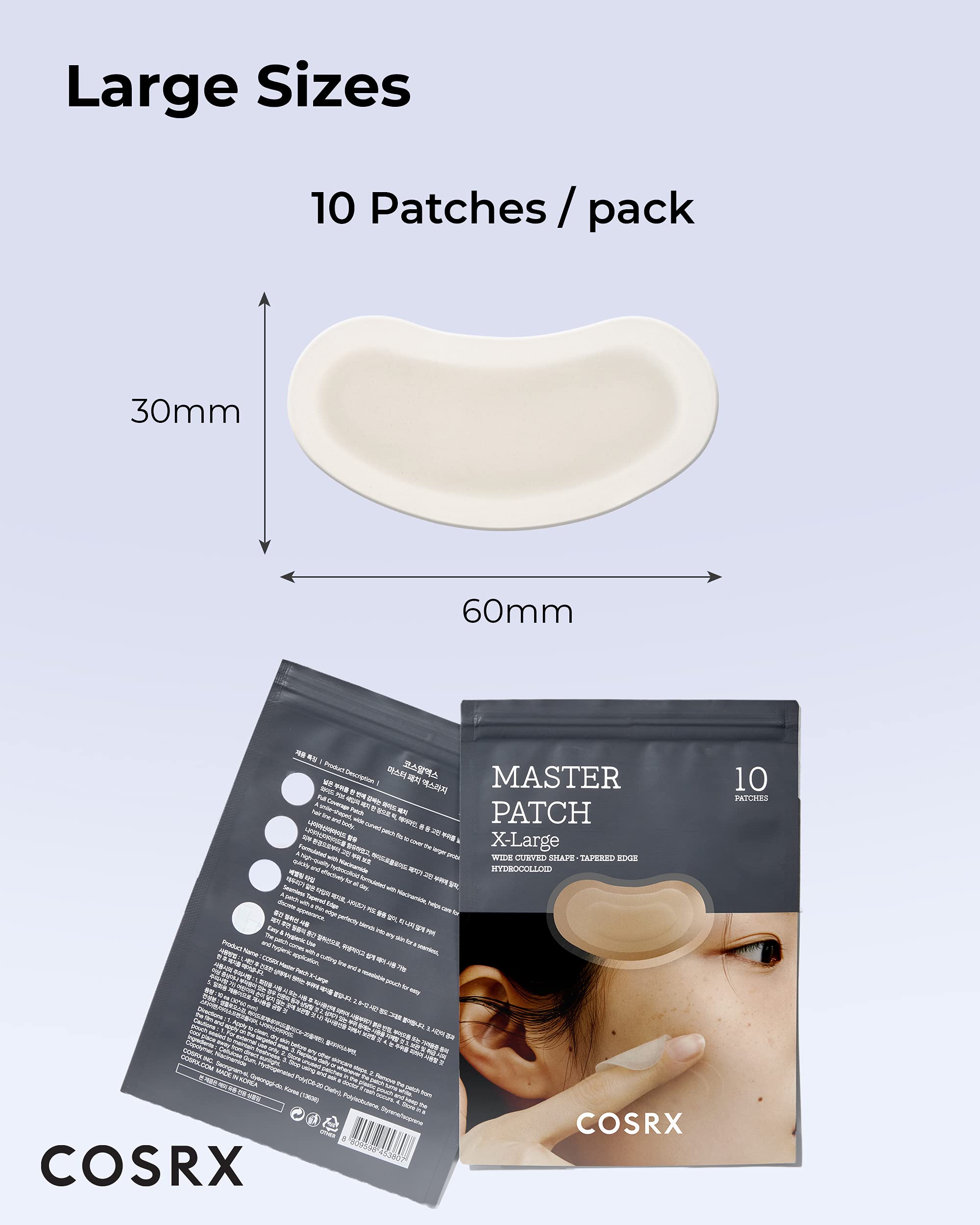 COSRX Master Patch Intensive | Oval-Shaped Hydrocolloid Pimple Patch with Tea Tree Oil & Salicylic Acid | Quick & Easy Blemish,