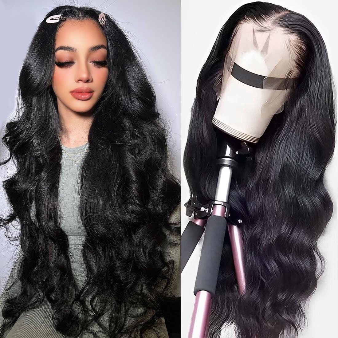 32 Inch Body Wave Lace Front Wigs Human Hair Pre Plucked Glueless Wigs Human Hair 180% Density 13x4 HD Lace Body Wave Human Hair
