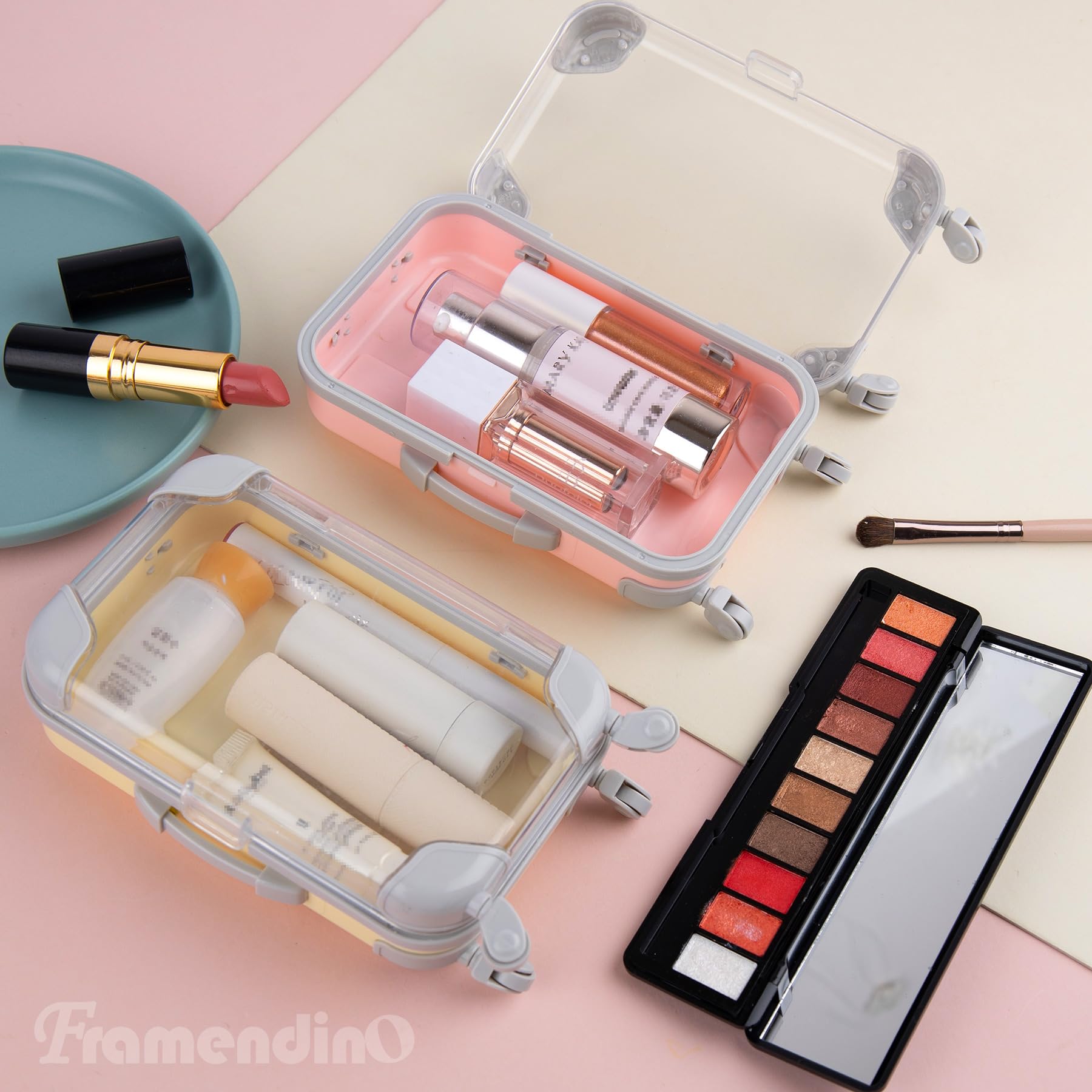 Framendino, 2 Pack Luggage Packaging Box Mini Suitcase Empty Storage Boxes