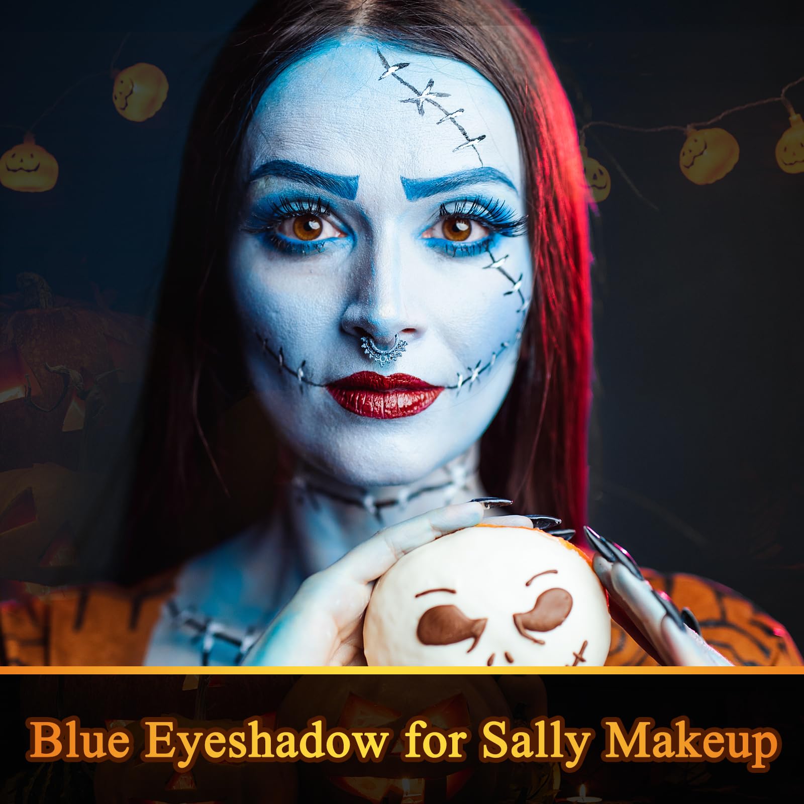 Meicoly 2Pcs Blue Eyeshadow Stick,Blue Eyeshadow For Halloween Corpse Bride Avatar Sally Makeup,Metallic Shimmer Crayon,Waterpro