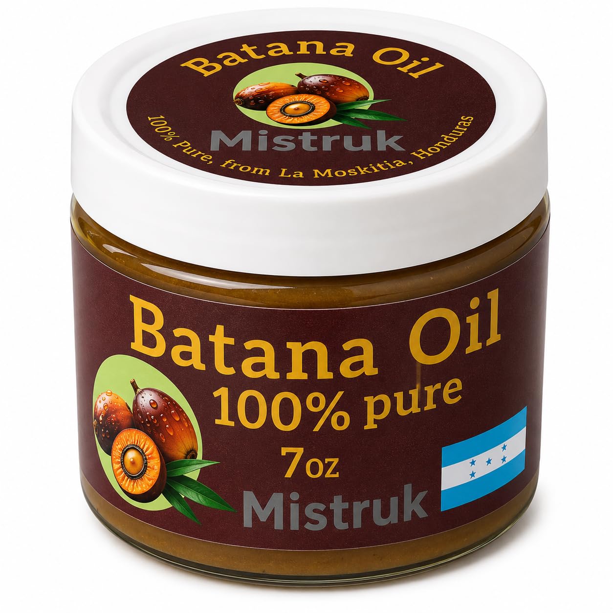 Mistruk 100% Pure Batana Oil from La Moskitia, Honduras, 7 oz  Unrefined, Traditionally Processed Hair Treatment for Dry, Curly